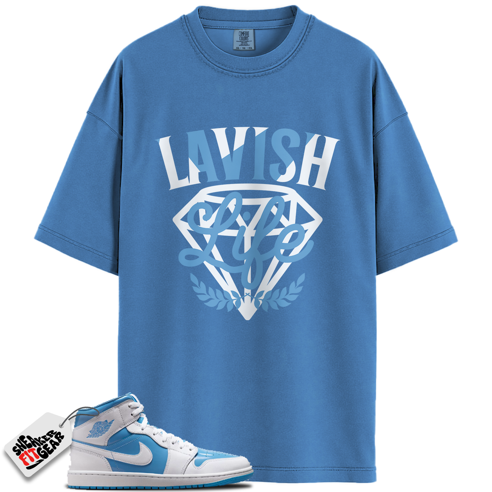 Jordan 1 Mid Legend Blue Match Shirts, Lavish Sneaker Shirt To Match Jordan 1 Mid Legend Blue