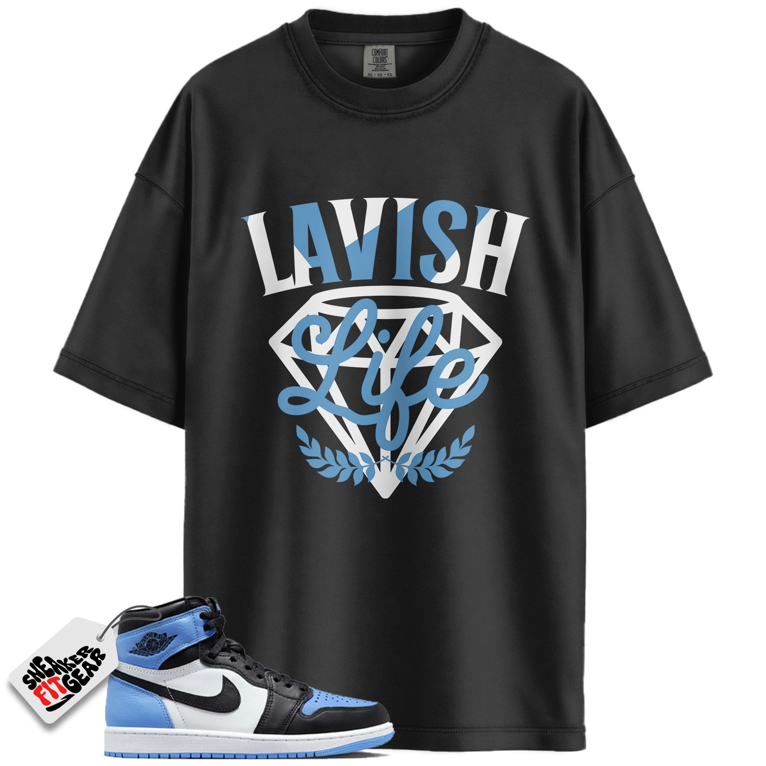 Jordan 1 Retro High OG University Blue Match Shirts, Lavish Sneaker Shirt To Match Jordan 1 Retro High OG University Blue