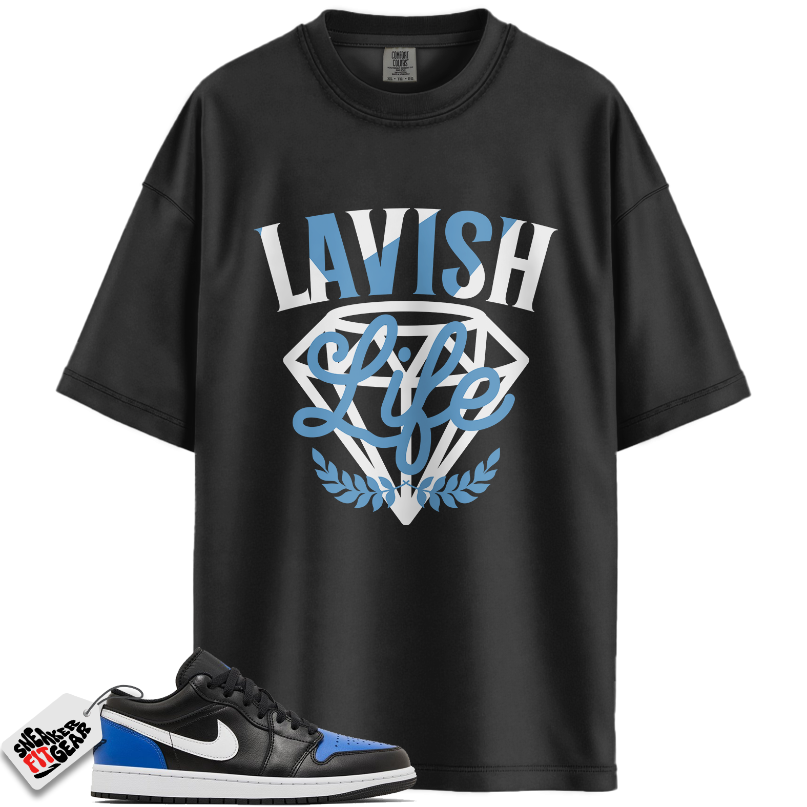 Jordan 1 Low Black Royal Toe Match Shirts, Lavish Sneaker Shirt To Match Jordan 1 Low Black Royal Toe