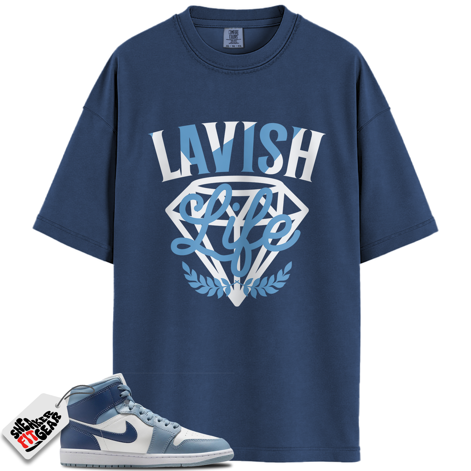 Women's Jordan 1 Mid Two Tone Blue Match Shirts, Lavish Sneaker Shirt To Match Women's Jordan 1 Mid Two Tone Blue