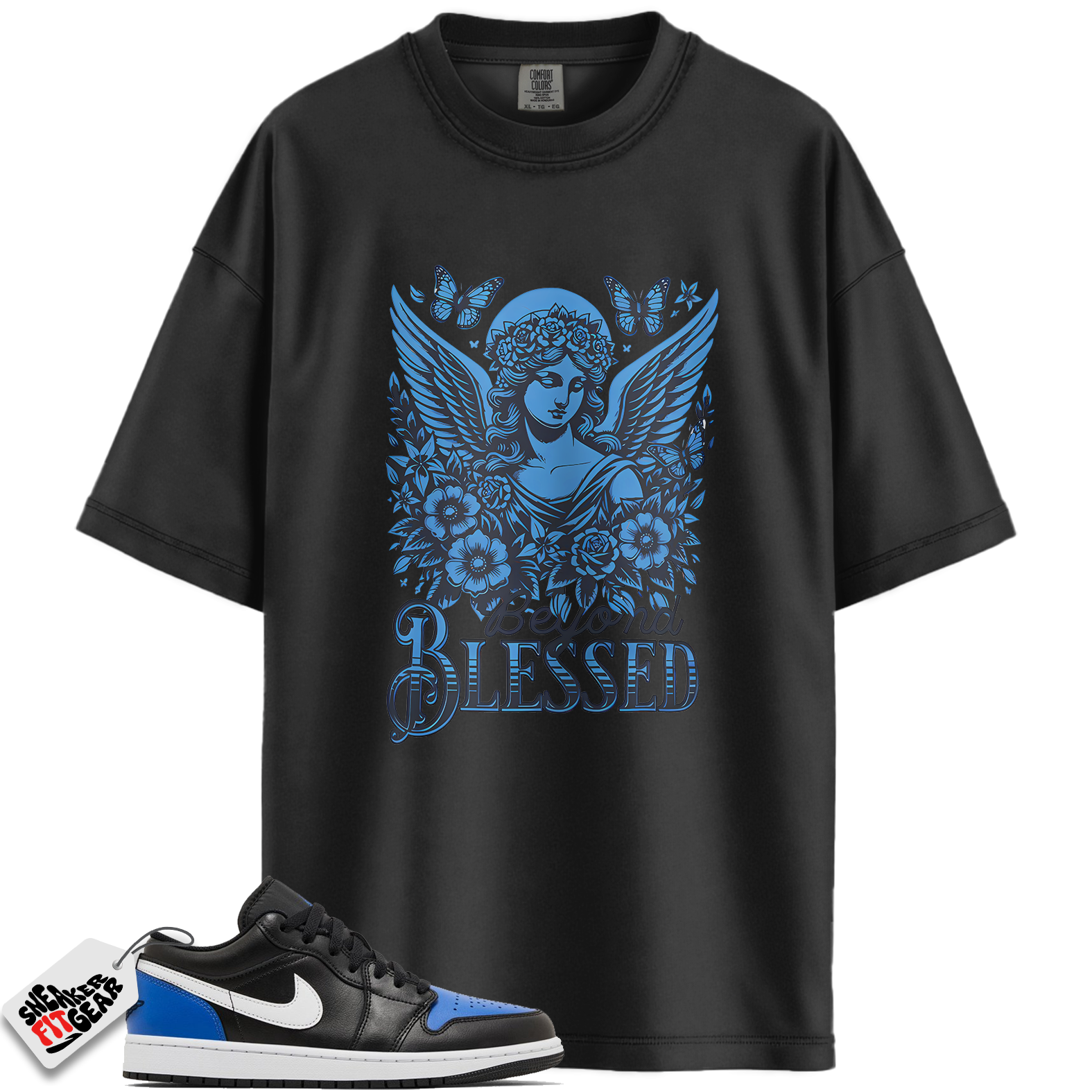Jordan 1 Low Black Royal Toe Match Shirts, Blessed Sneaker Shirt To Match Jordan 1 Low Black Royal Toe Main image