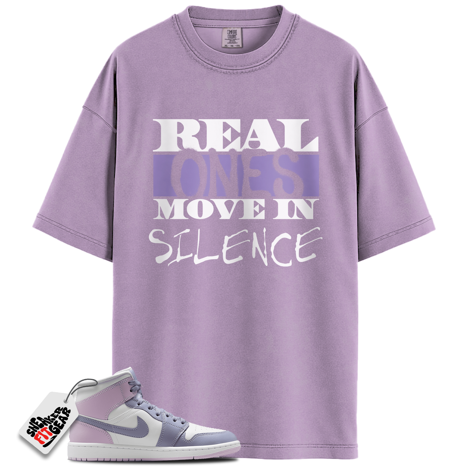 Women's Jordan 1 Mid Indigo Haze Doll White Match Shirts, Real Ones Move in Silence T-Shirt To Match Women's Jordan 1 Mid Indigo Haze Doll White Main image