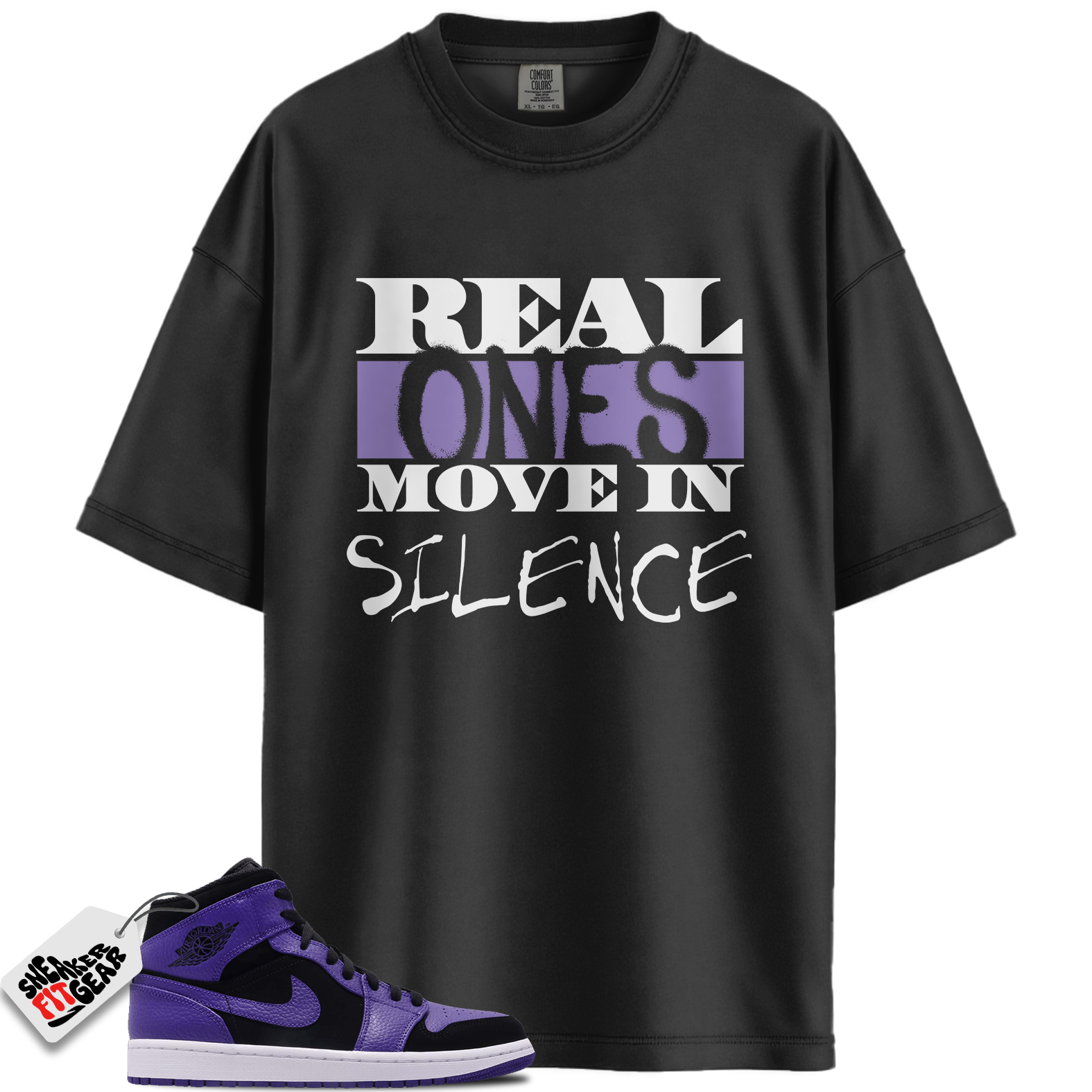 Jordan 1 Mid Purple Black Match Shirts, Real Ones Move in Silence T-Shirt To Match Jordan 1 Mid Purple Black