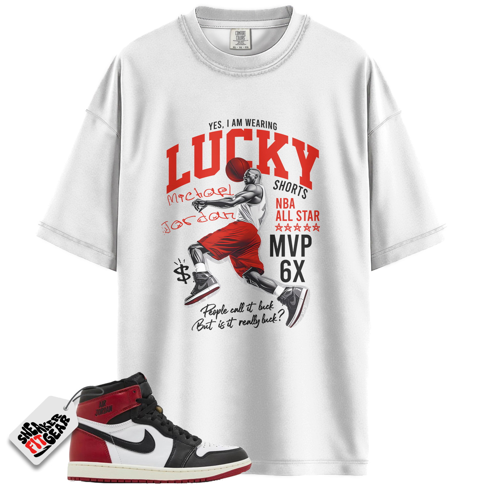Jordan 1 Retro High OG Black Toe Reimagined Match Shirts, Lucky Player Unisex Graphic T-Shirts To Match Jordan 1 Retro High OG Black Toe Reimagined