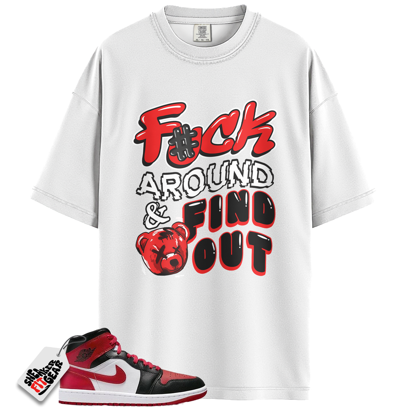 Jordan 1 Mid Alternate Bred Toe Match Shirts, Fuck Around And Find Out Unisex T-Shirts To Match  Jordan 1 Mid Alternate Bred Toe