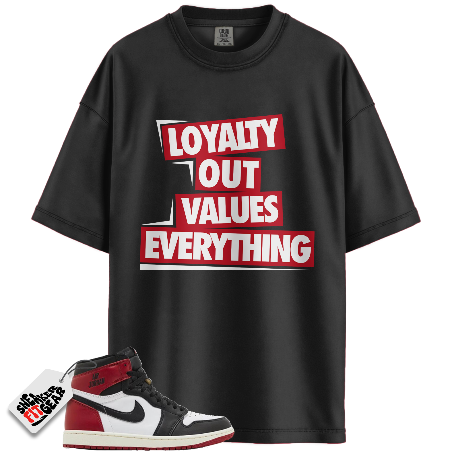 Jordan 1 Retro High OG Black Toe Reimagined Match Shirts, LOVE T-Shirt To Match Jordan 1 Retro High OG Black Toe Reimagined Main image