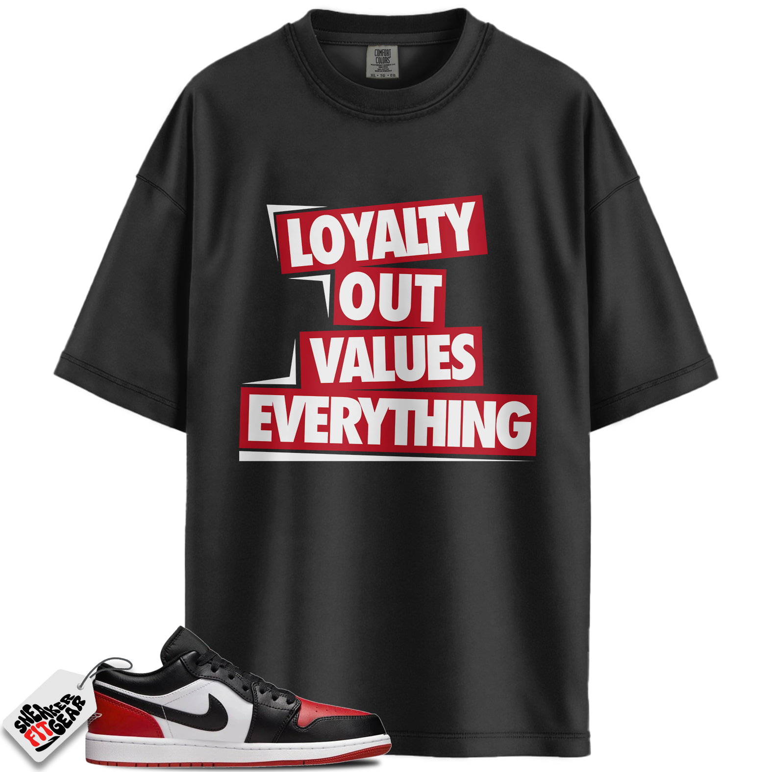 Jordan 1 Low Bred Toe Match Shirts, LOVE T-Shirt To Match Jordan 1 Low Bred Toe