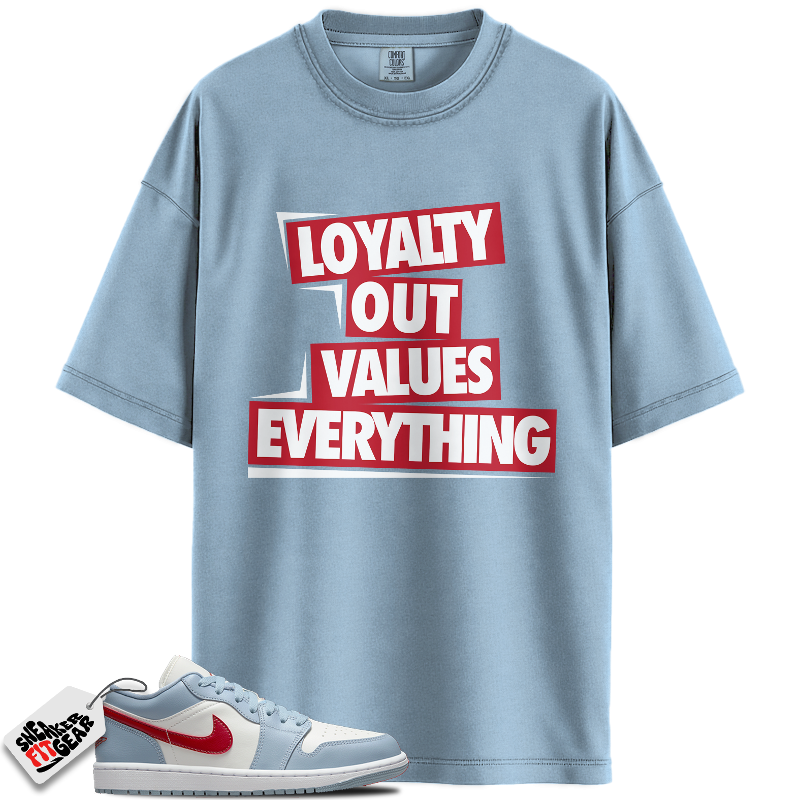 Jordan 1 Low Blue Whisper Dune Red Match Shirts, LOVE T-Shirt To Match Jordan 1 Low Blue Whisper Dune Red
