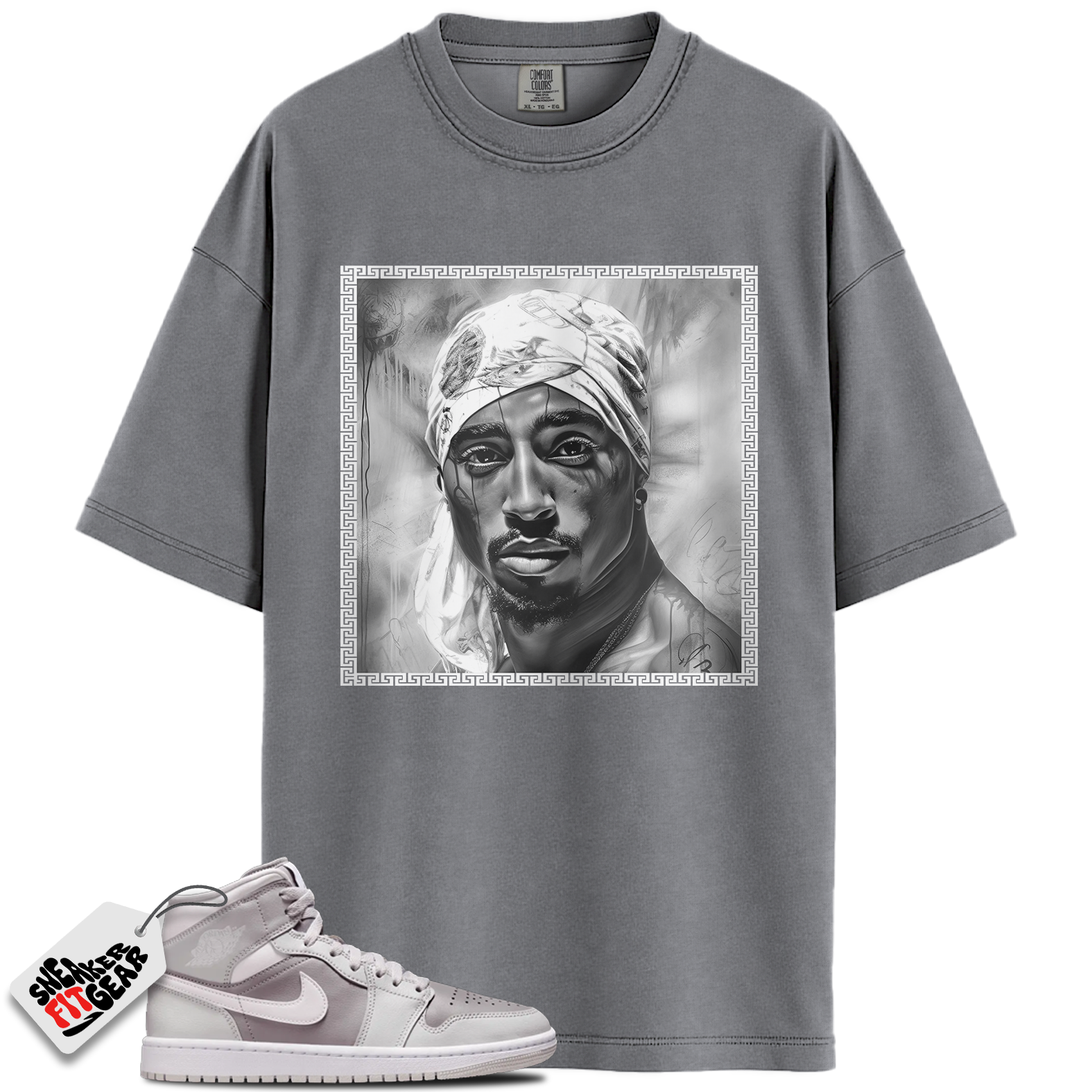 Women's Jordan 1 Mid Photon Dust Atmosphere Grey Match Shirts, PAC To Match Women's Jordan 1 Mid Photon Dust Atmosphere Grey