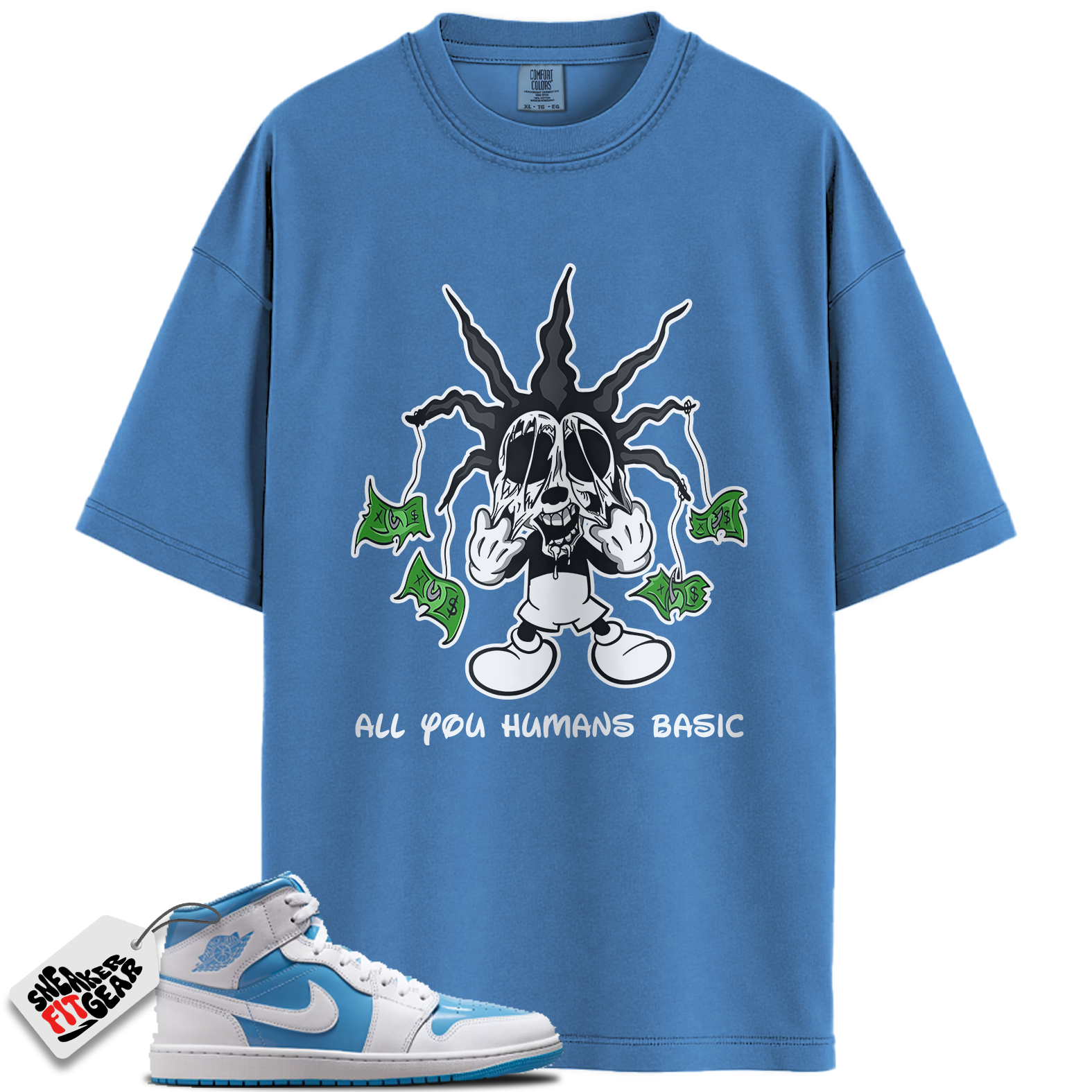 Jordan 1 Mid Legend Blue Match Shirts, HOOK To Match Jordan 1 Mid Legend Blue
