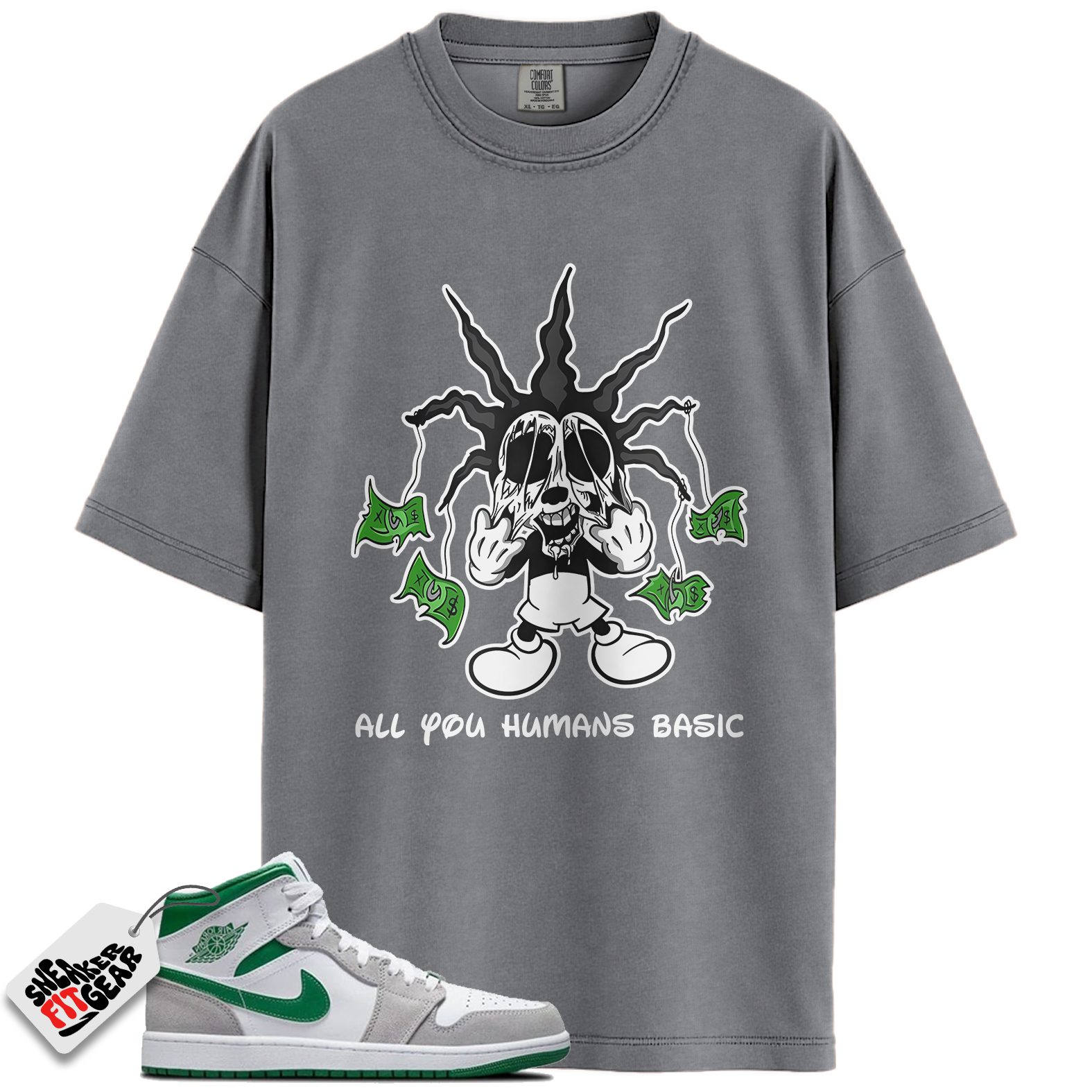 Jordan 1 Mid SE Grey Green Match Shirts, HOOK To Match Jordan 1 Mid SE Grey Green Main image