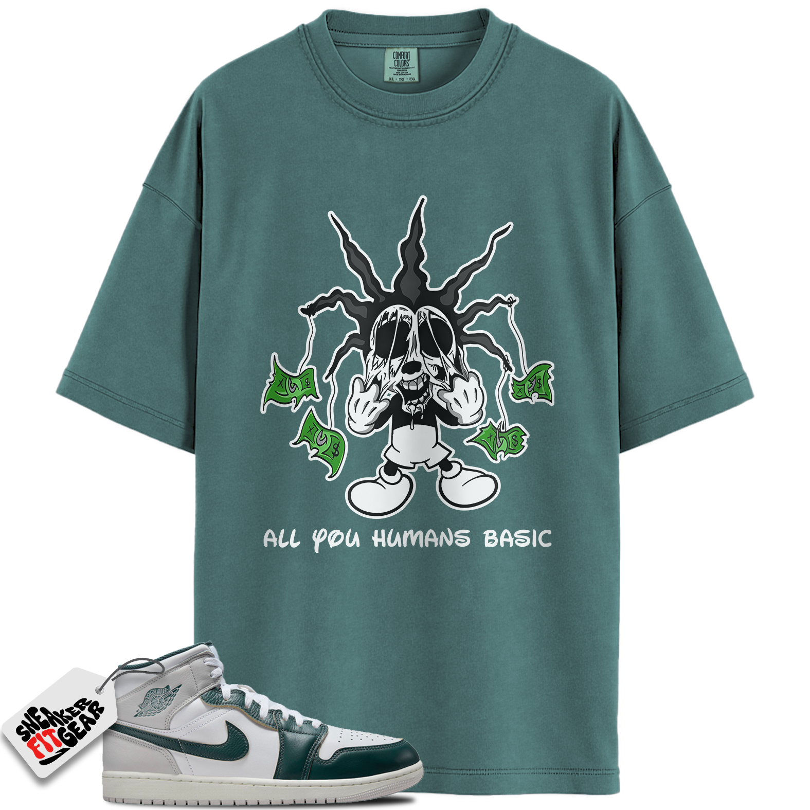 Jordan 1 Mid SE Oxidized Green Match Shirts, HOOK To Match Jordan 1 Mid SE Oxidized Green