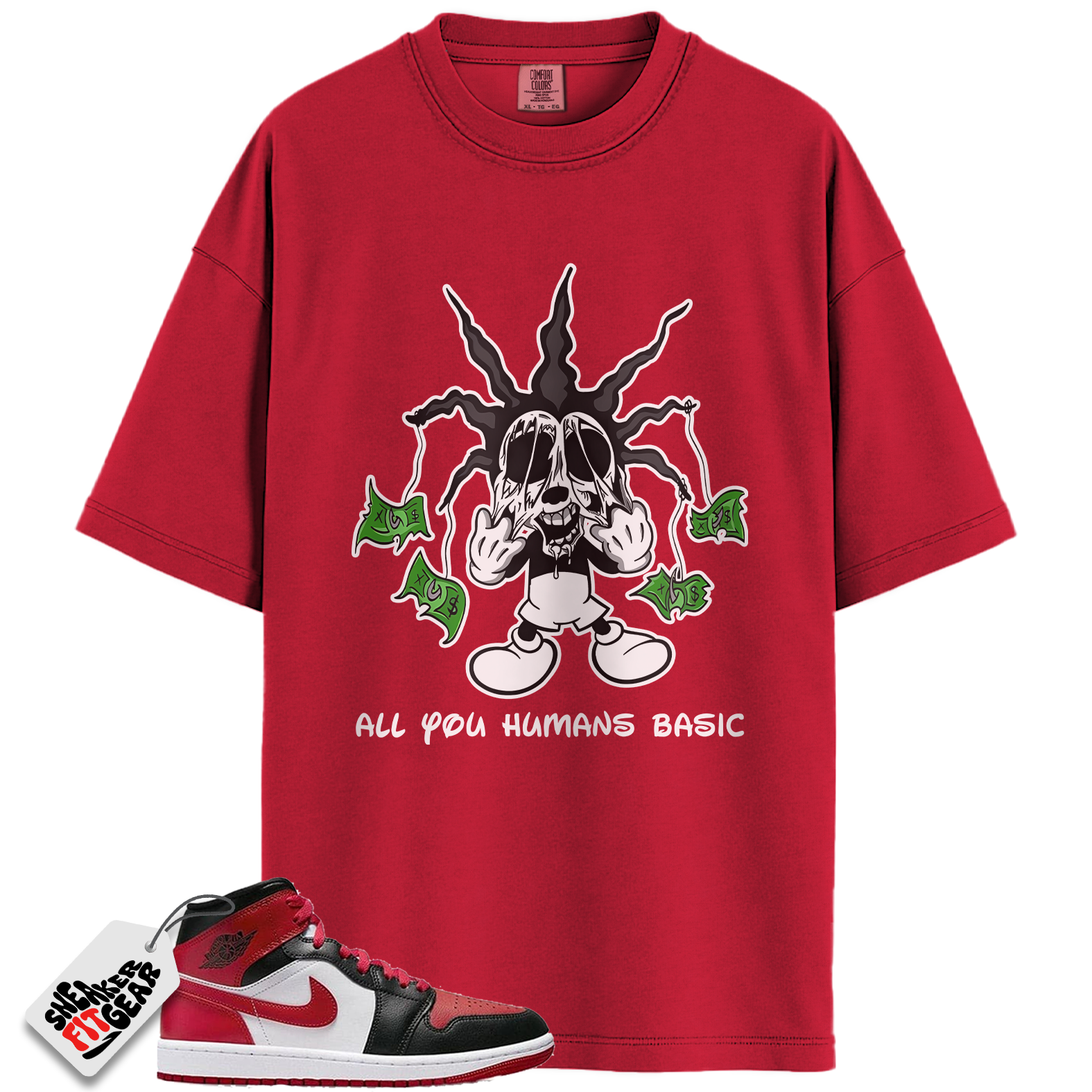 Jordan 1 Mid Alternate Bred Toe Match Shirts, HOOK To Match  Jordan 1 Mid Alternate Bred Toe