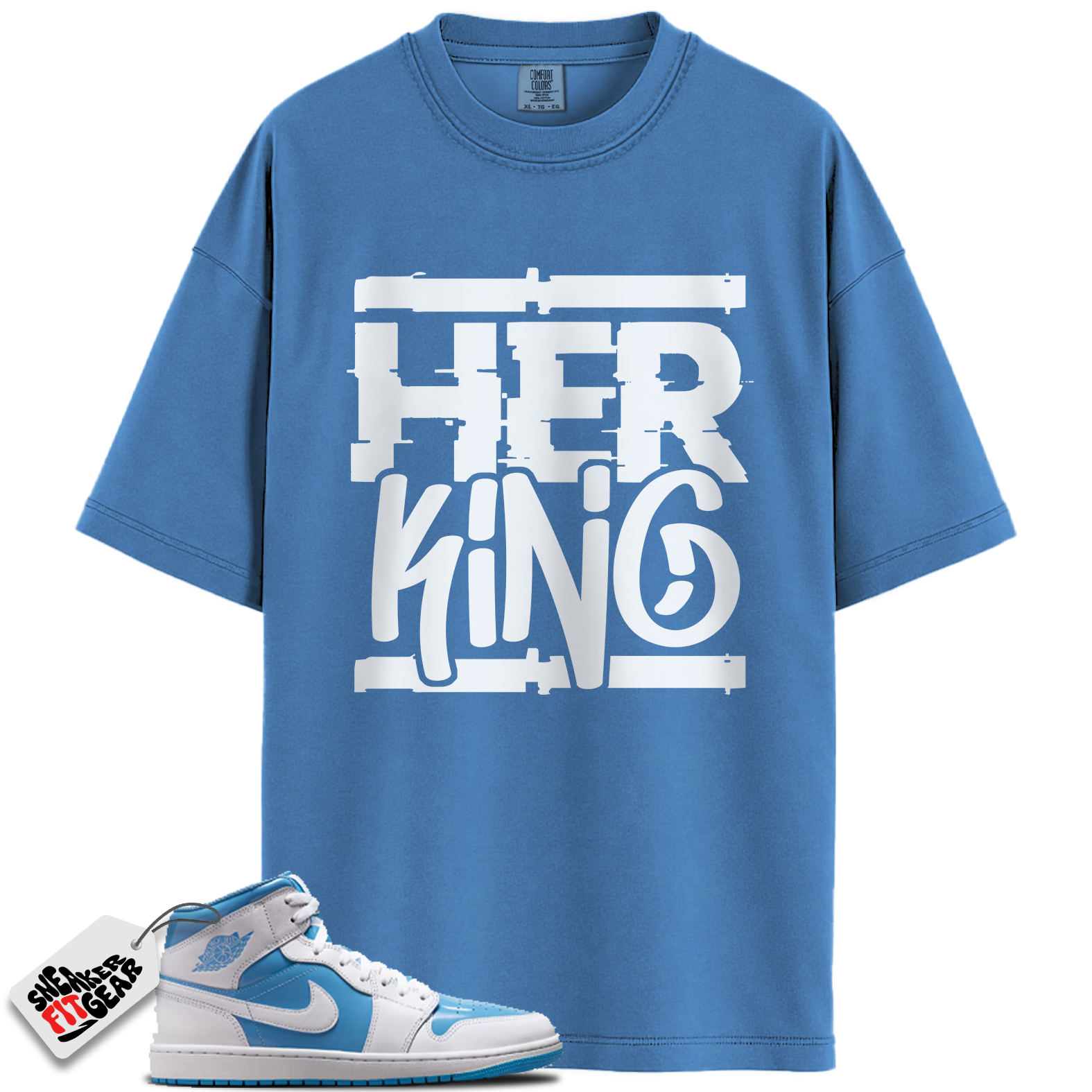 Jordan 1 Mid Legend Blue Match Shirts, Her King Shirt To Match Jordan 1 Mid Legend Blue Main image