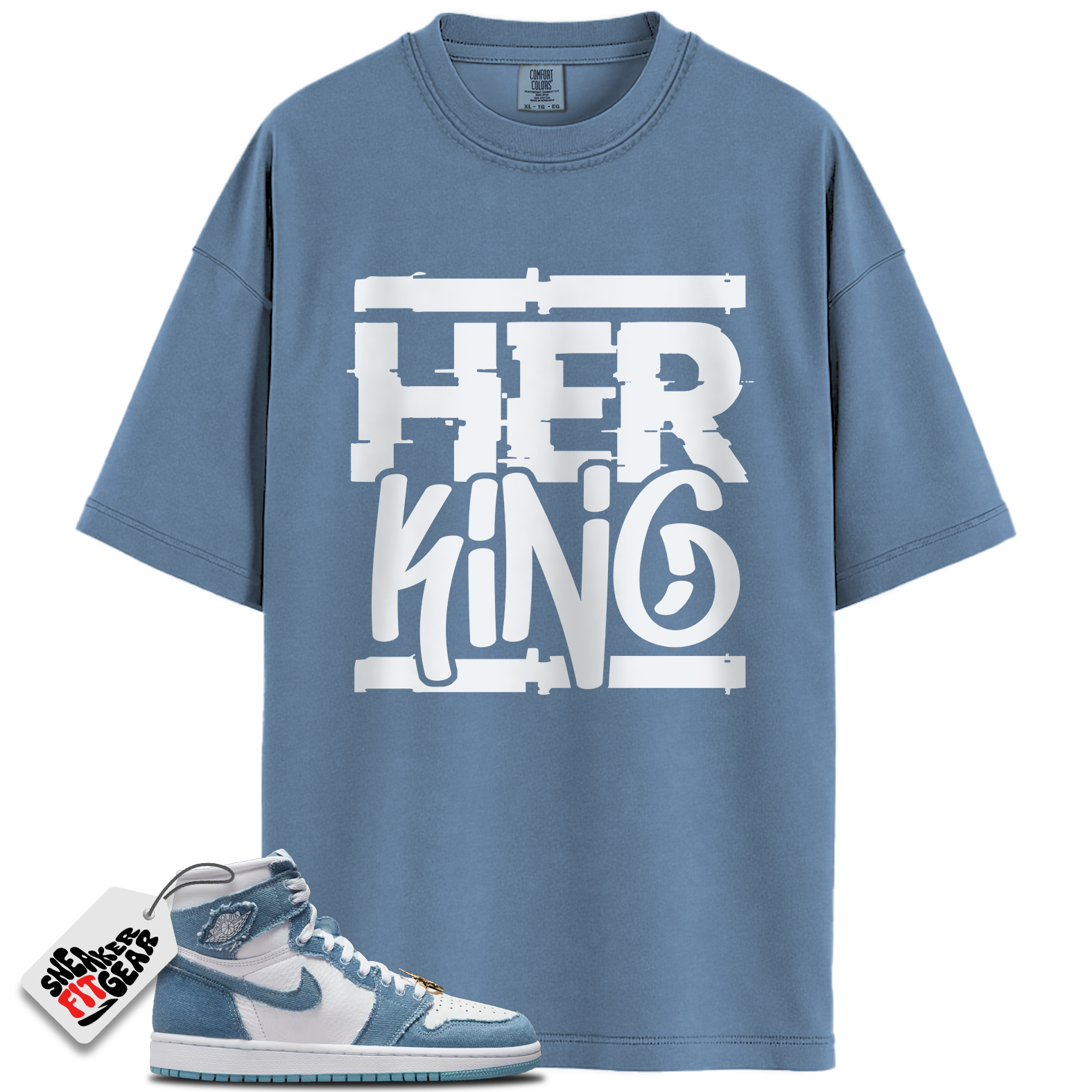 Women's 1s High OG Denim Match Shirts, Her King Shirt To Match Women's 1s High OG Denim