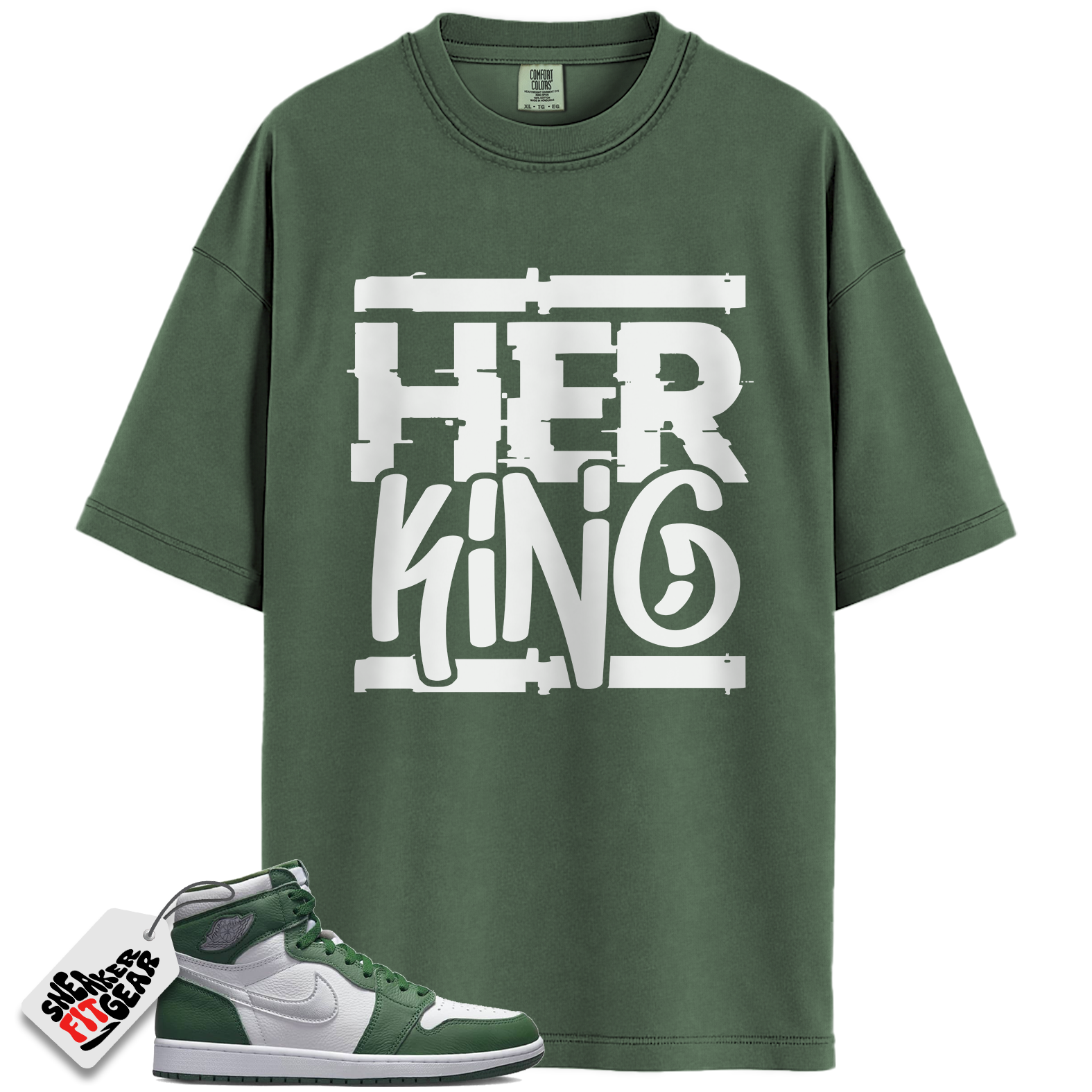Jordan 1 Retro High OG Gorge Green Match Shirts, Her King Shirt To Match Jordan 1 Retro High OG Gorge Green Main image