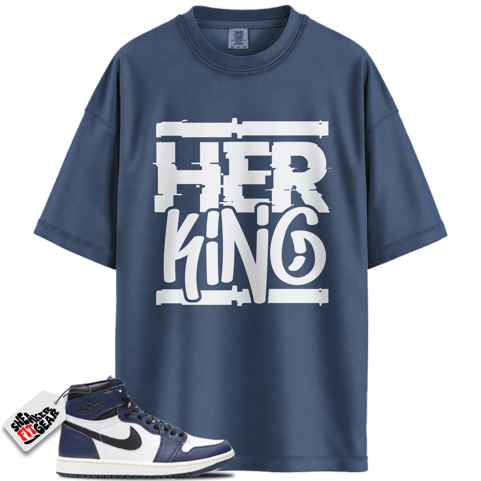 Jordan 1 High OG Midnight Navy Match Shirts, Her King Shirt To Match Jordan 1 High OG Midnight Navy