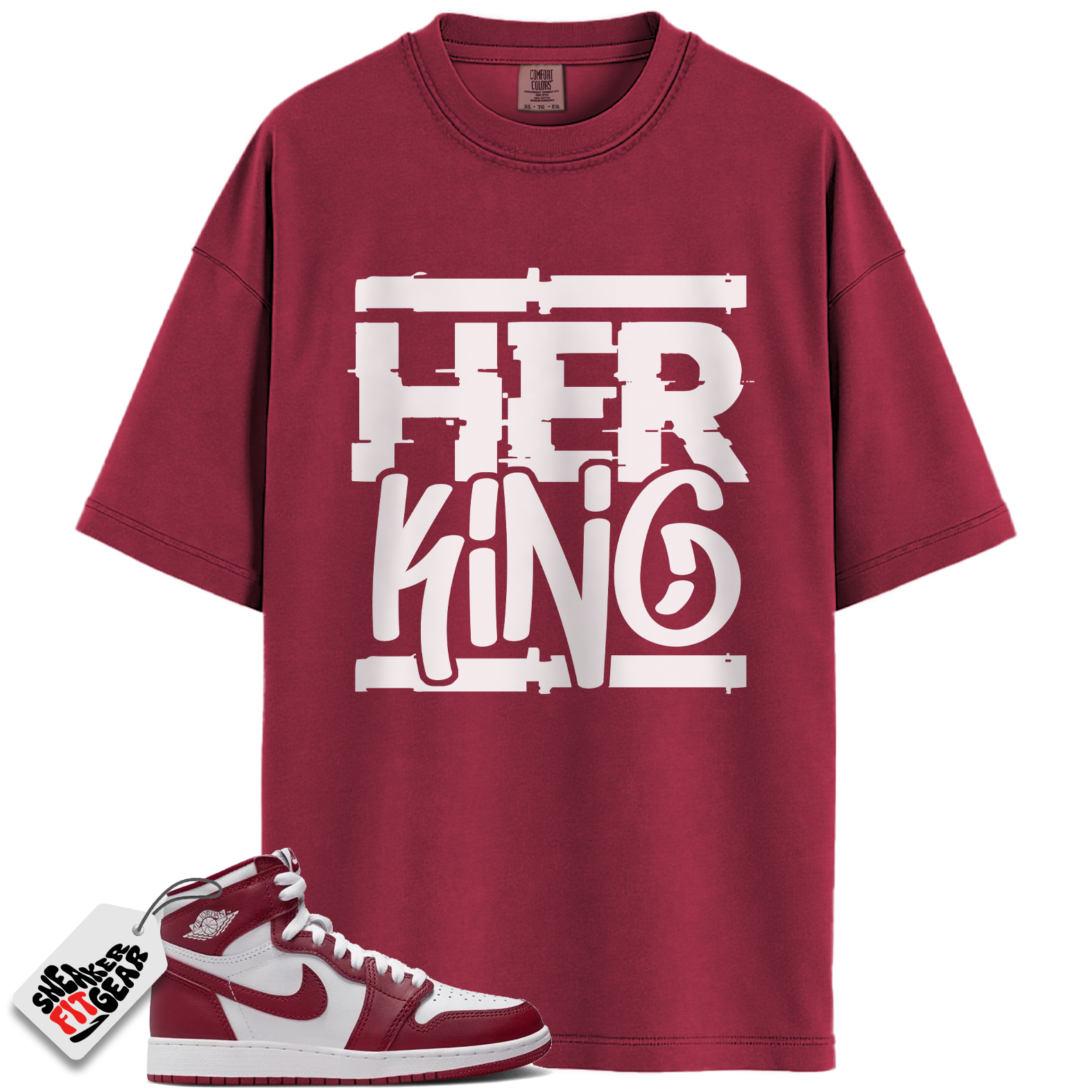Jordan 1 Retro High OG Artisanal Team Red Match Shirts, Her King Shirt To Match Jordan 1 Retro High OG Artisanal Team Red Main image