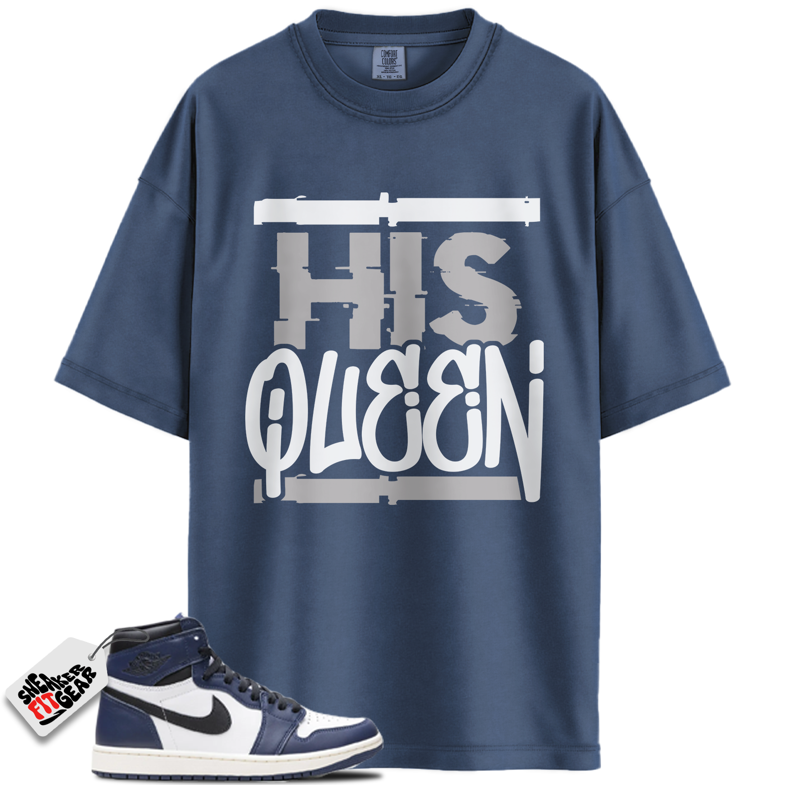 Jordan 1 High OG Midnight Navy Match Shirts, His Queen To Match Jordan 1 High OG Midnight Navy