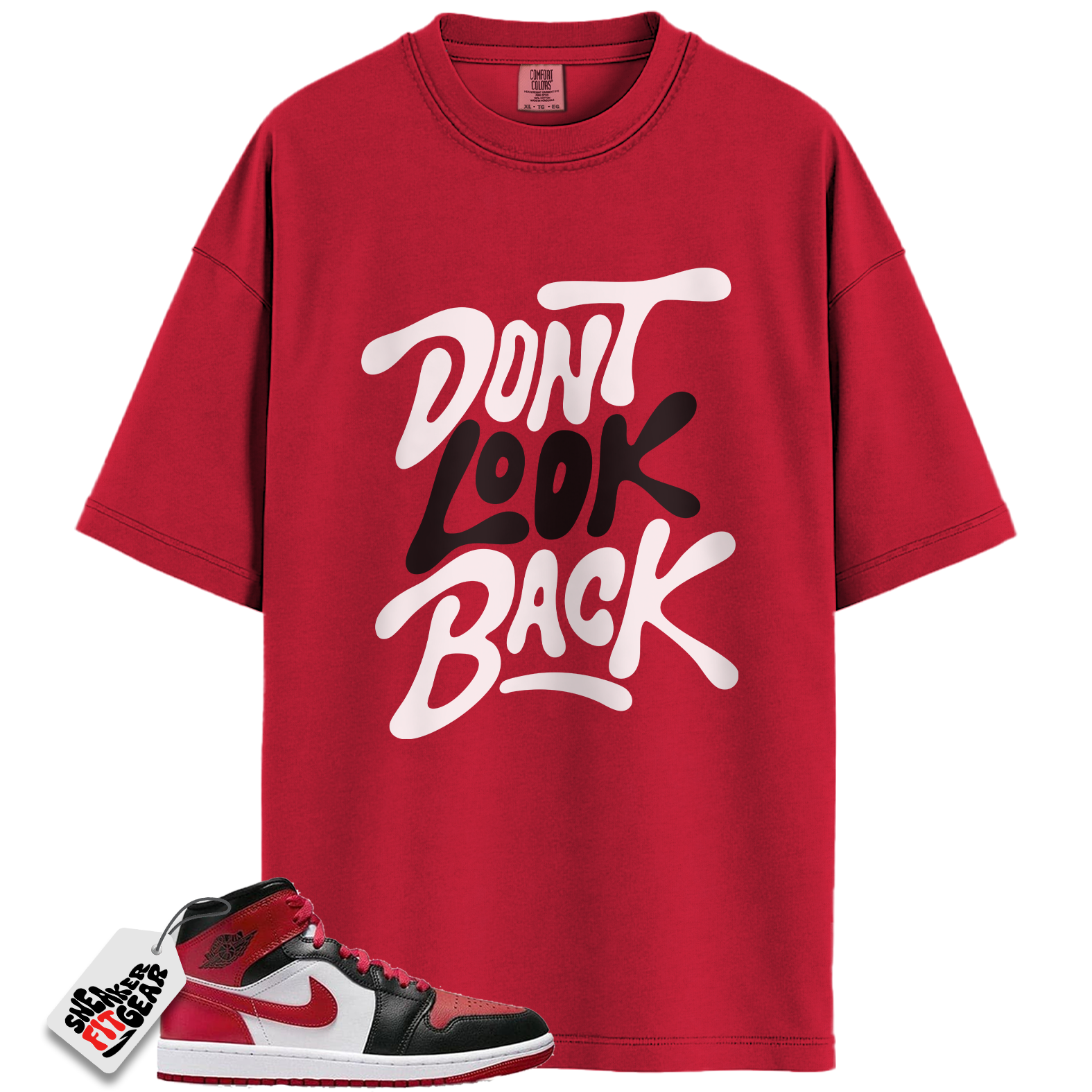 Jordan 1 Mid Alternate Bred Toe Match Shirts, Don’t Look Back Shirt To Match  Jordan 1 Mid Alternate Bred Toe Main image