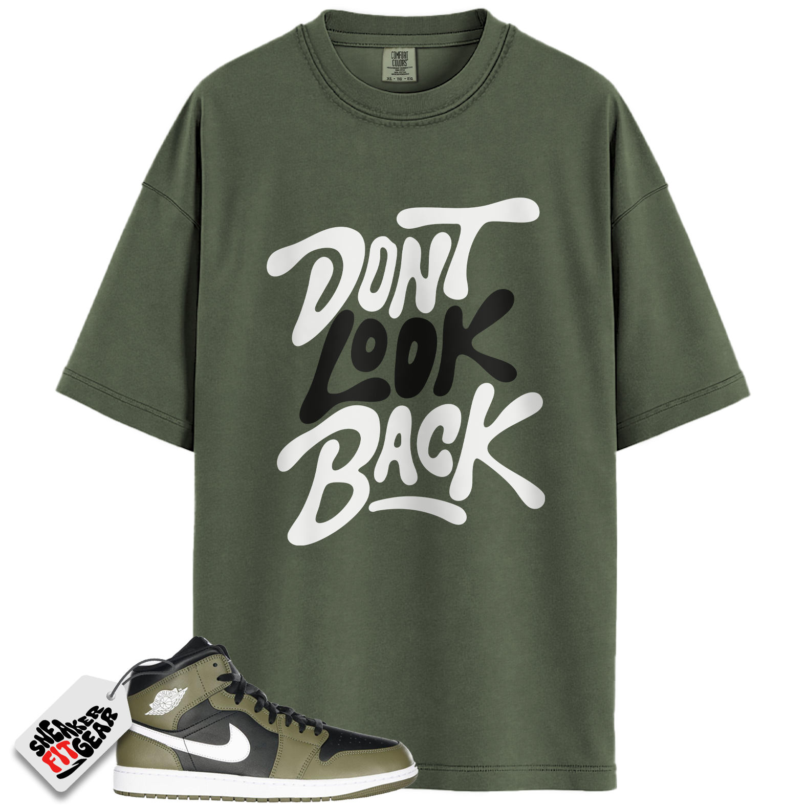 Jordan 1 Mid Black White Olive Match Shirts, Don’t Look Back Shirt To Match Jordan 1 Mid Black White Olive