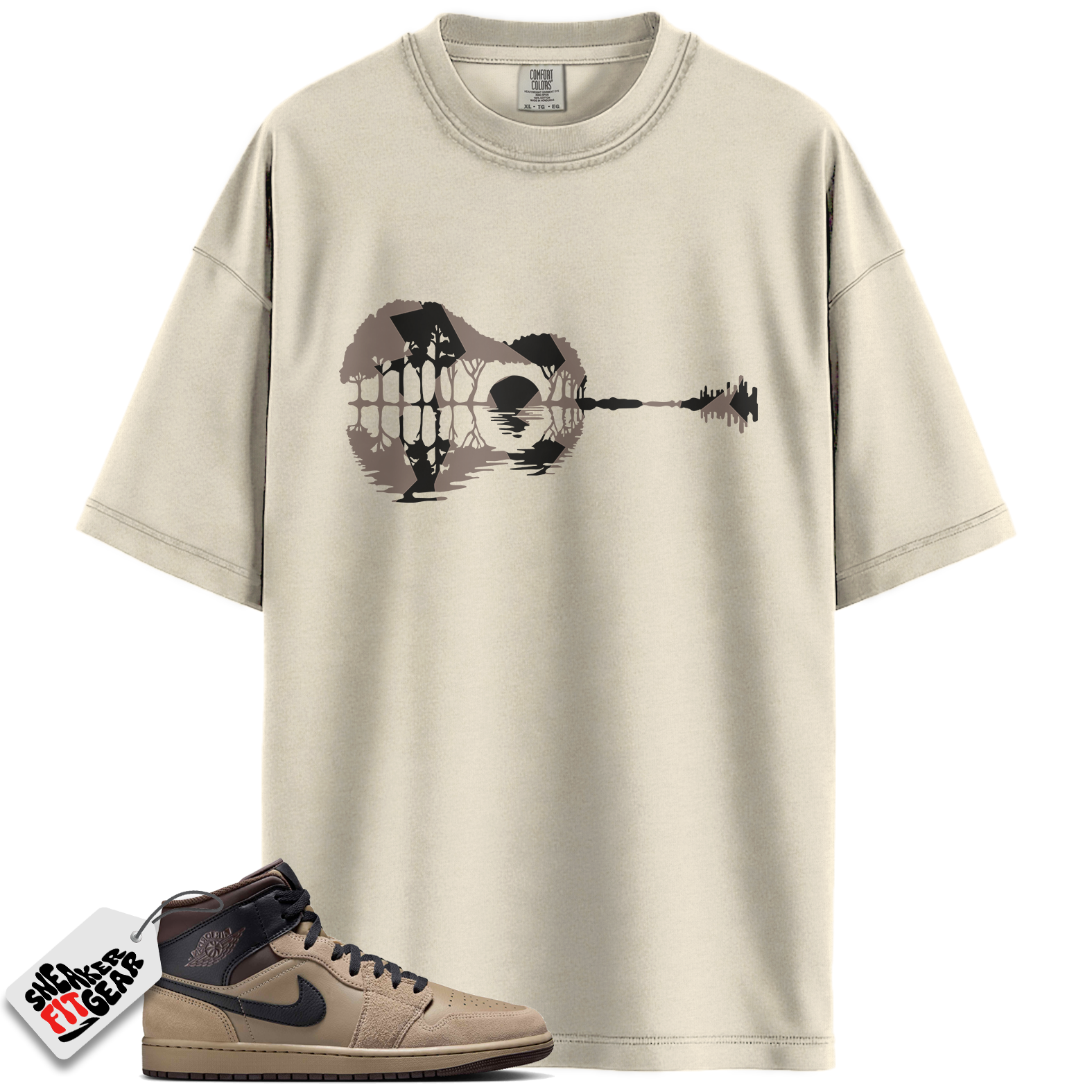 Jordan 1 Mid Khaki Baroque Brown Match Shirts, Guitar Shirt To Match Jordan 1 Mid Khaki Baroque Brown