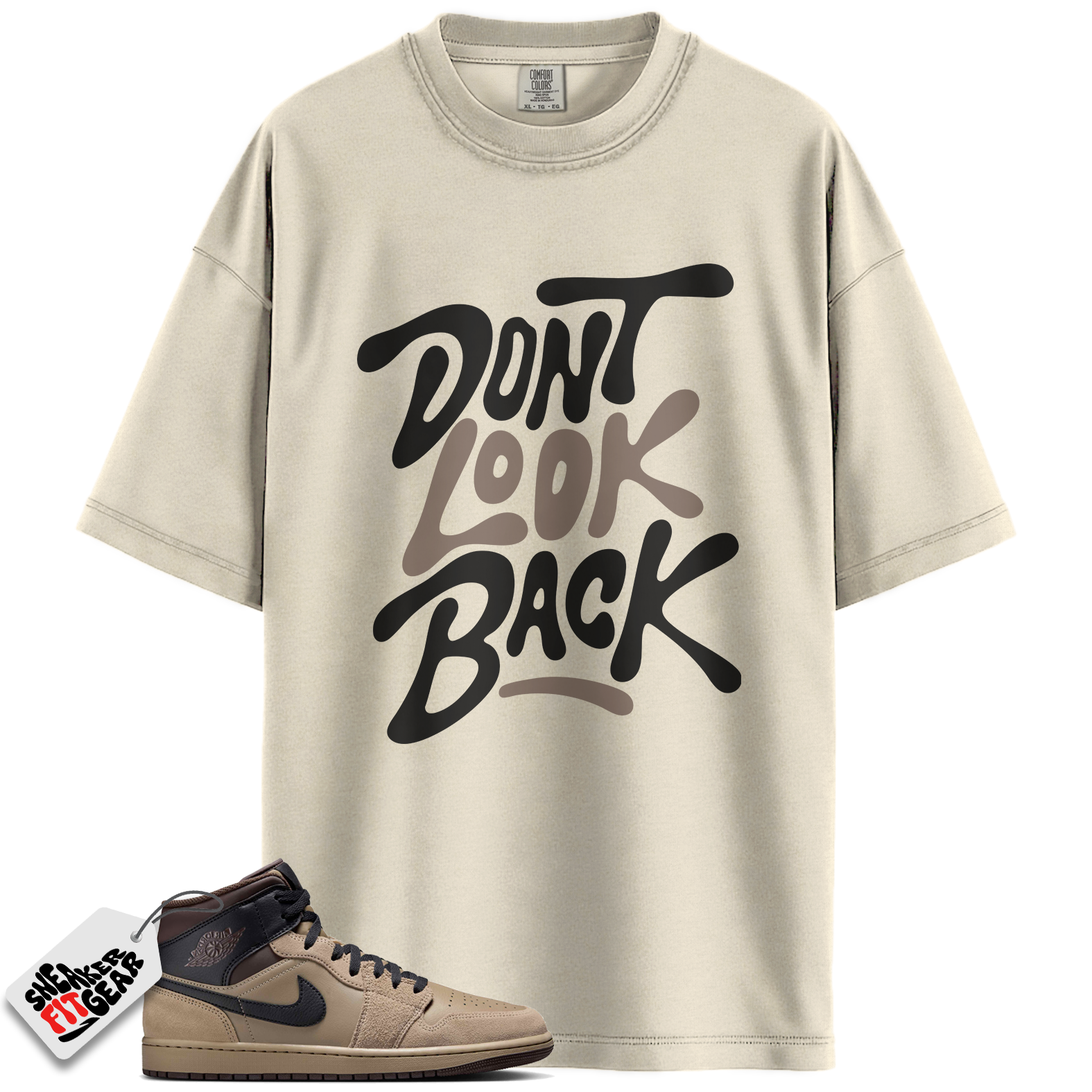 Jordan 1 Mid Khaki Baroque Brown Match Shirts, Don’t Look Back Shirt To Match Jordan 1 Mid Khaki Baroque Brown