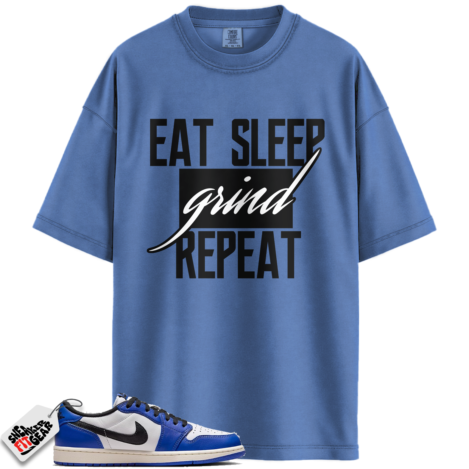 Jordan 1 Low Game Royal Style Match Shirts, Eat Sleep Grind Repeat To Match Jordan 1 Low Game Royal Style Main image
