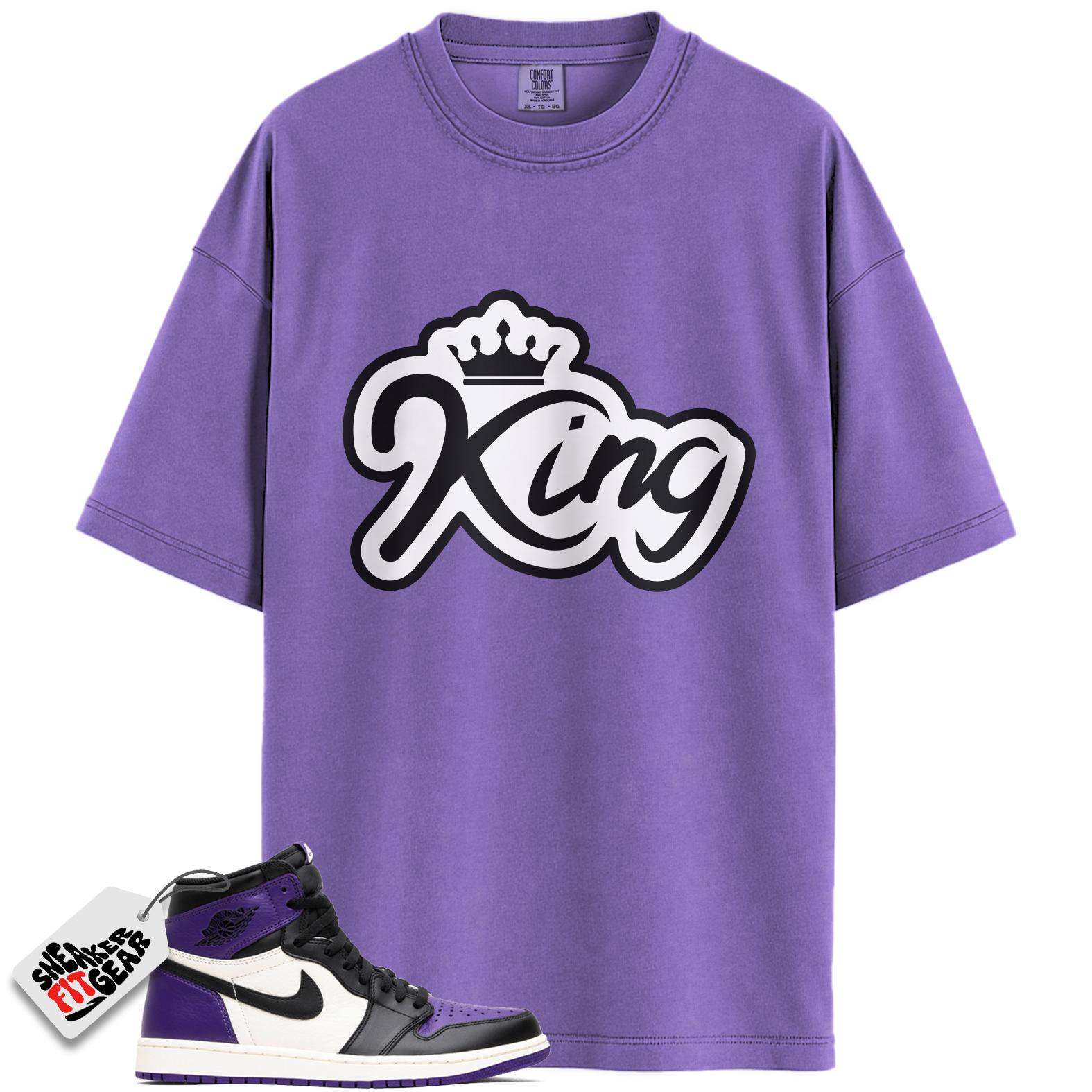 Jordan 1 Retro High Court Purple White Match Shirts, KING To Match Jordan 1 Retro High Court Purple White