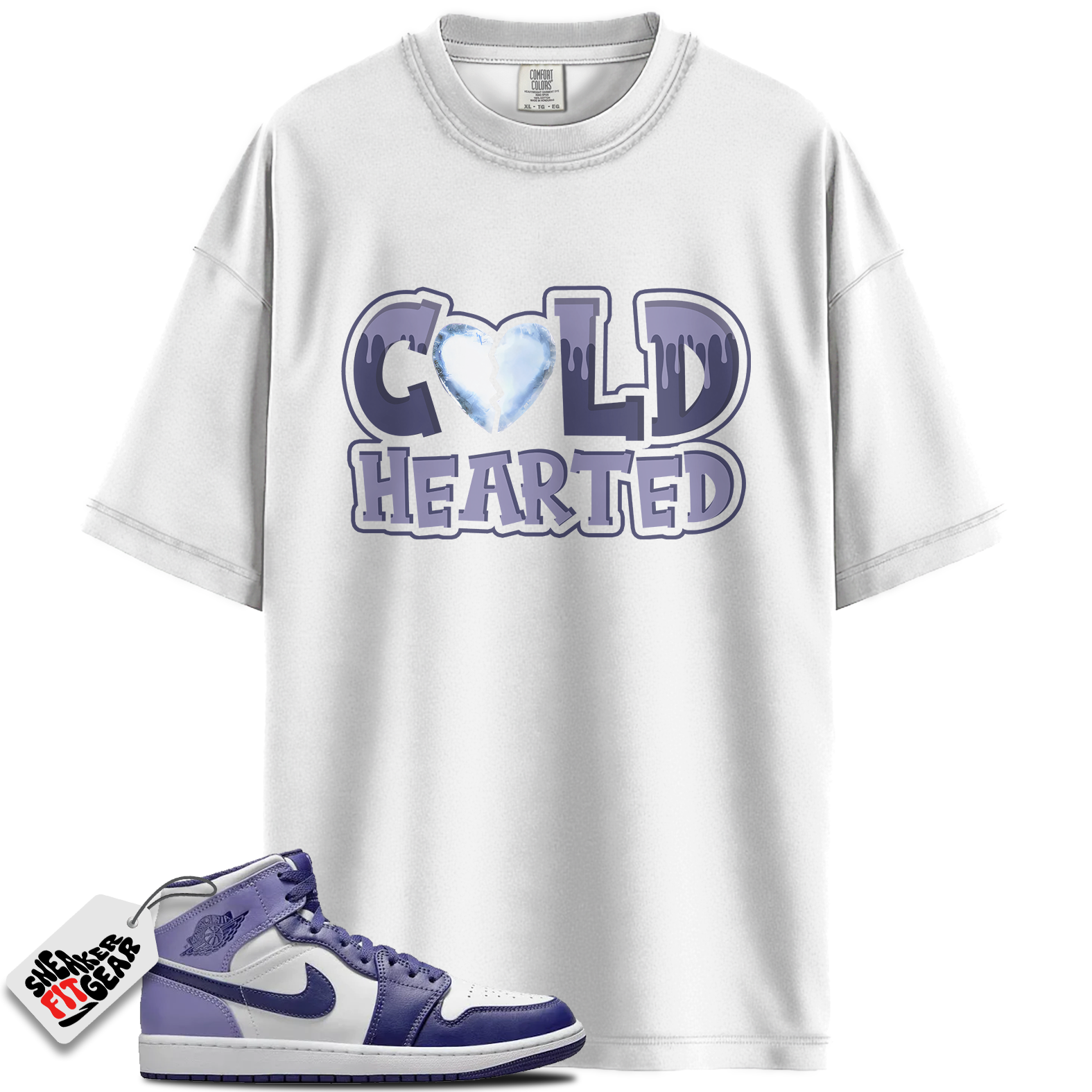 Jordan 1 Mid Sky J Light Purple Blueberry White Match Shirts, Cold Hearted To Match Jordan 1 Mid Sky J Light Purple Blueberry White