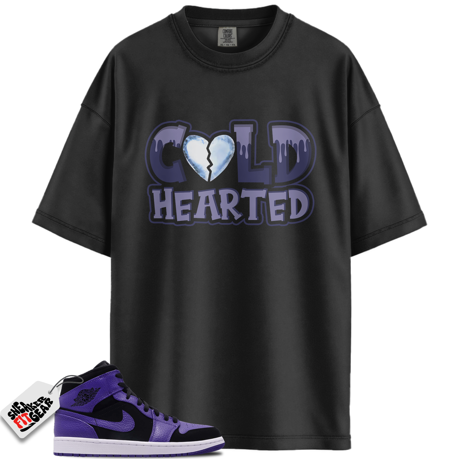 Jordan 1 Mid Purple Black Match Shirts, Cold Hearted To Match Jordan 1 Mid Purple Black