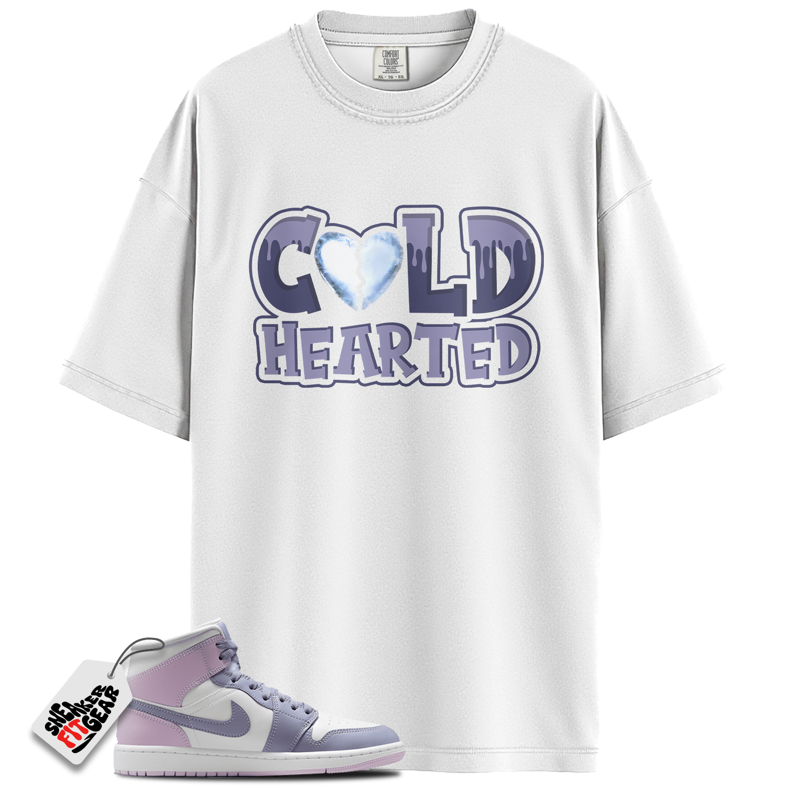 Women's Jordan 1 Mid Indigo Haze Doll White Match Shirts, Cold Hearted To Match Women's Jordan 1 Mid Indigo Haze Doll White