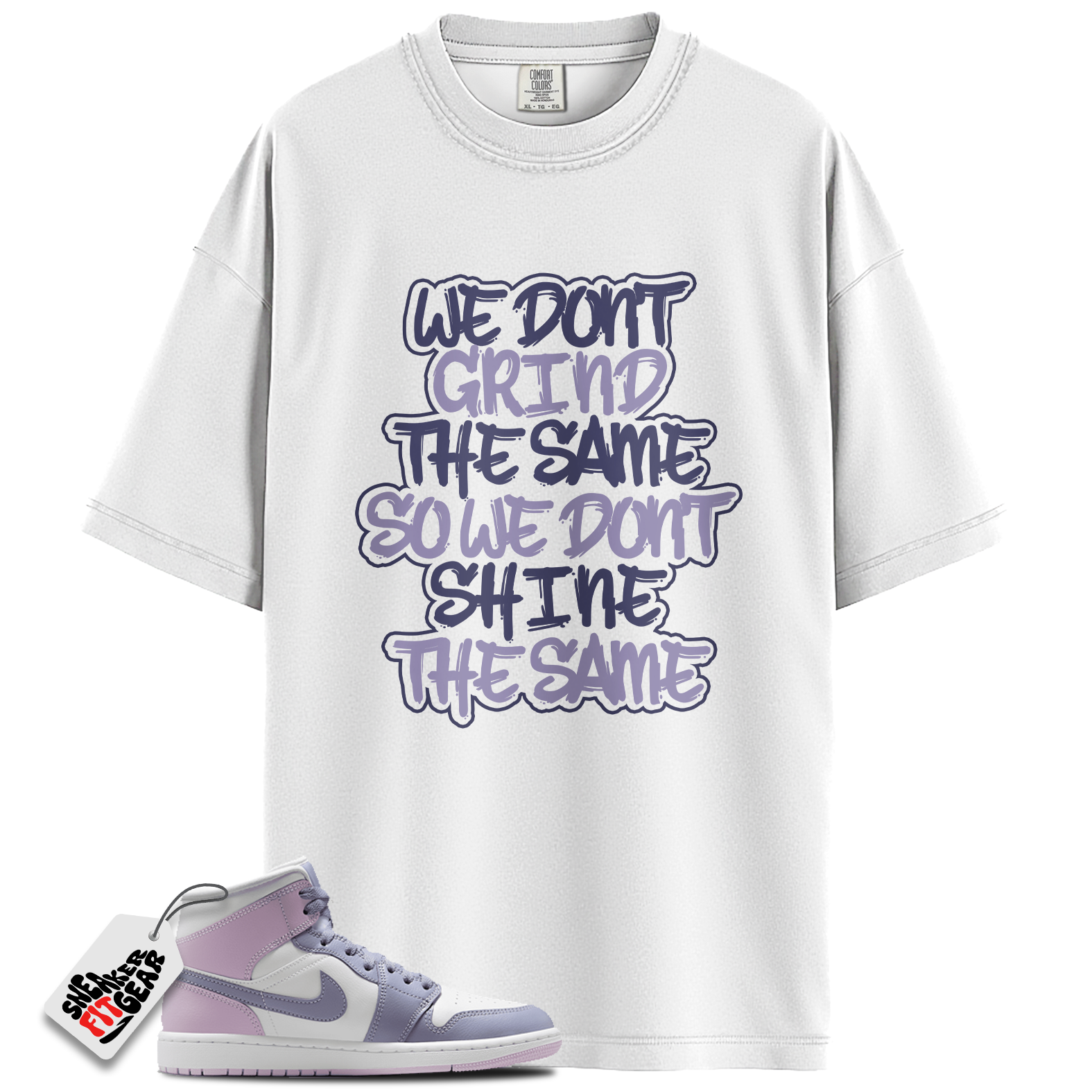 Women's Jordan 1 Mid Indigo Haze Doll White Match Shirts, GRIND To Match Women's Jordan 1 Mid Indigo Haze Doll White Main image
