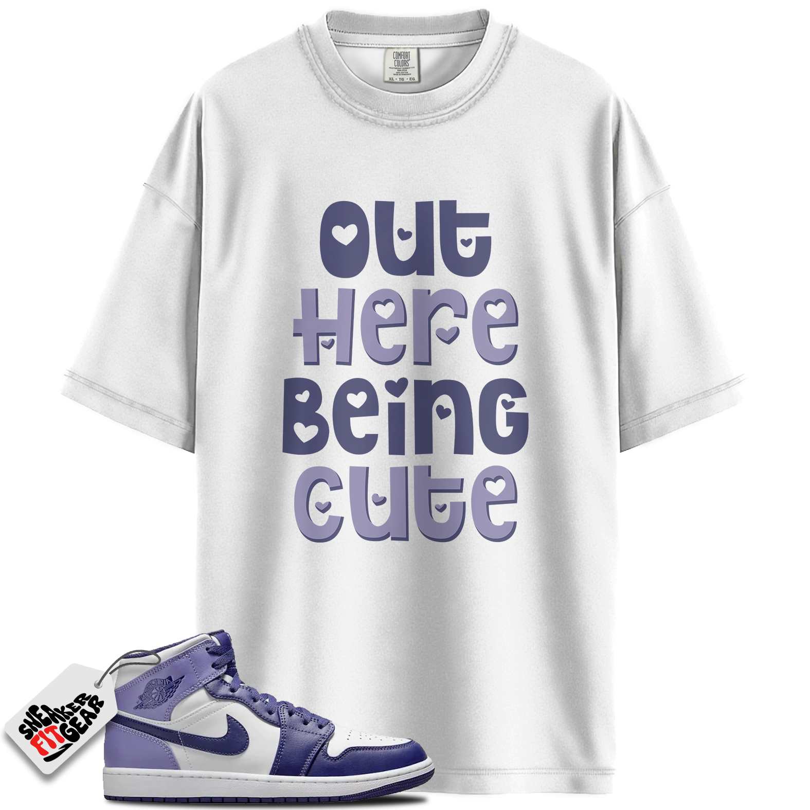 Jordan 1 Mid Sky J Light Purple Blueberry White Match Shirts, Out Here Being Cute To Match Jordan 1 Mid Sky J Light Purple Blueberry White