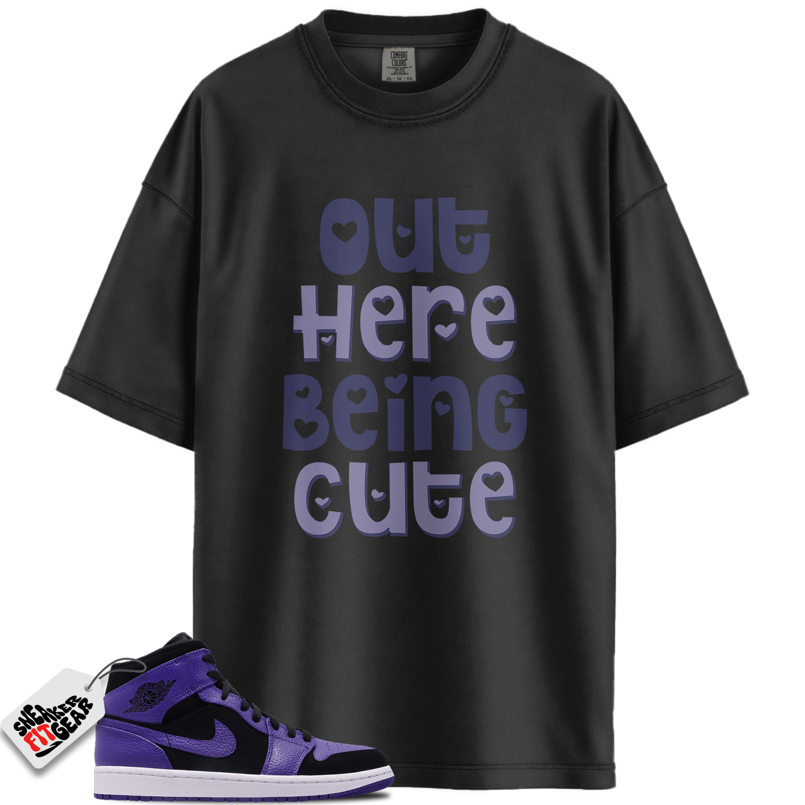 Jordan 1 Mid Purple Black Match Shirts, Out Here Being Cute To Match Jordan 1 Mid Purple Black