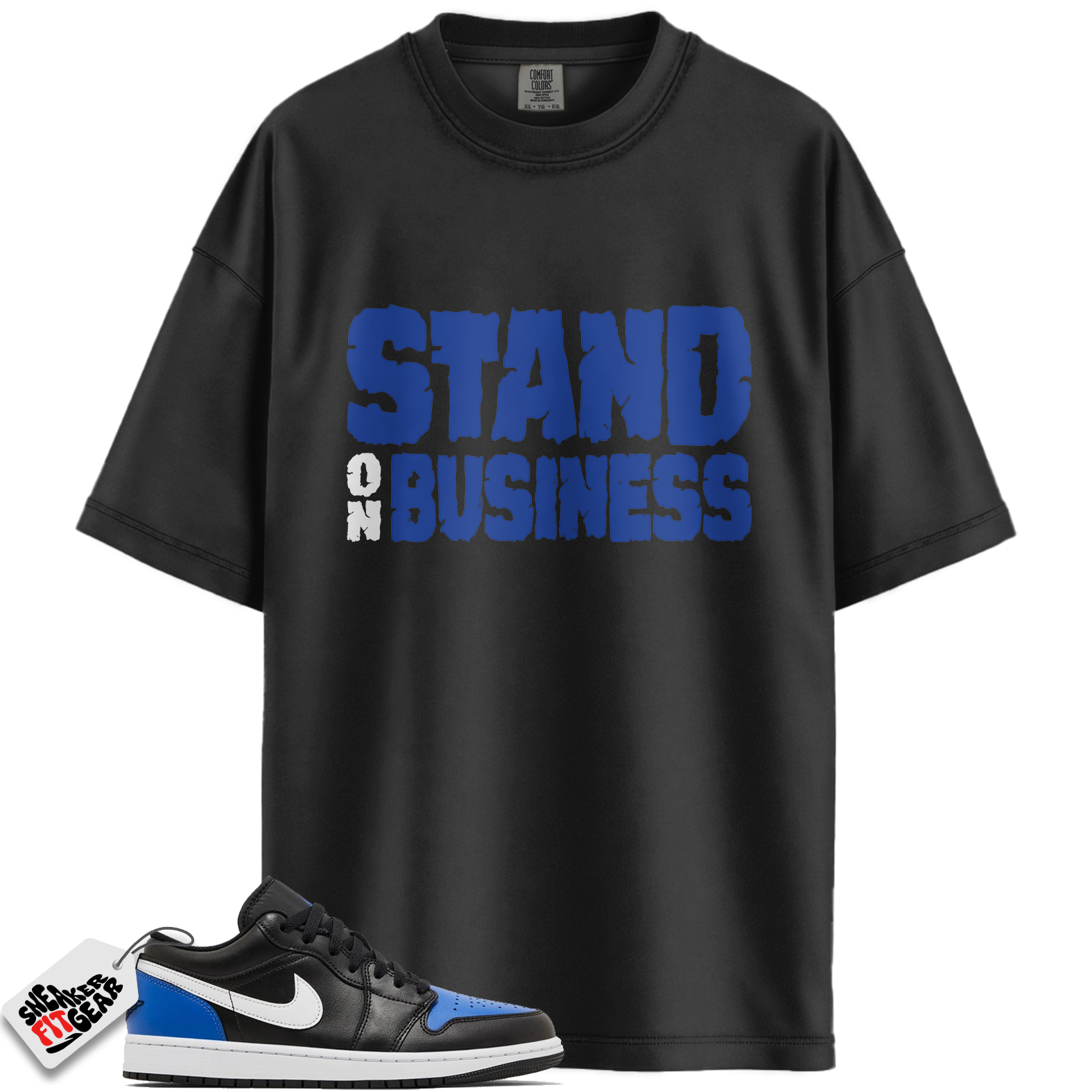 Jordan 1 Low Black Royal Toe Match Shirts, Stand On Business To Match Jordan 1 Low Black Royal Toe