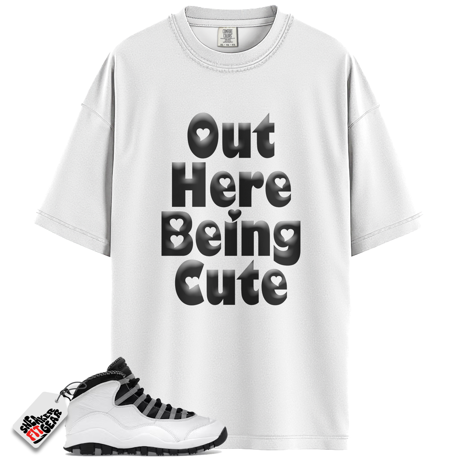 Jordan 10 Retro OG Steel Match Shirts, Out Here Being Cute Shirt To Match Jordan 10 Retro OG Steel