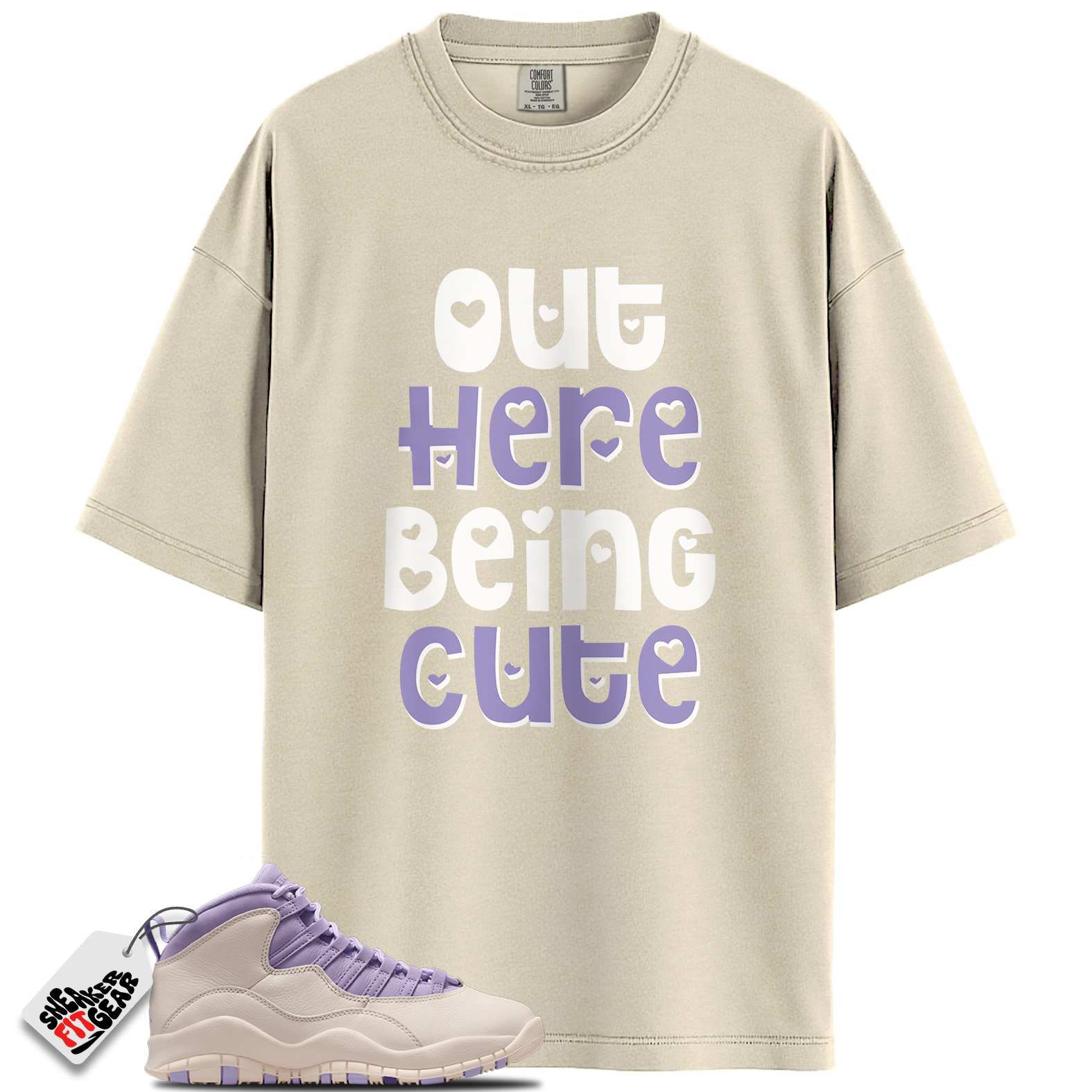 Women's Jordan 10 Retro Hydrangeas Match Shirts, Out Here Being Cute Shirt To Match Women's Jordan 10 Retro Hydrangeas Main image