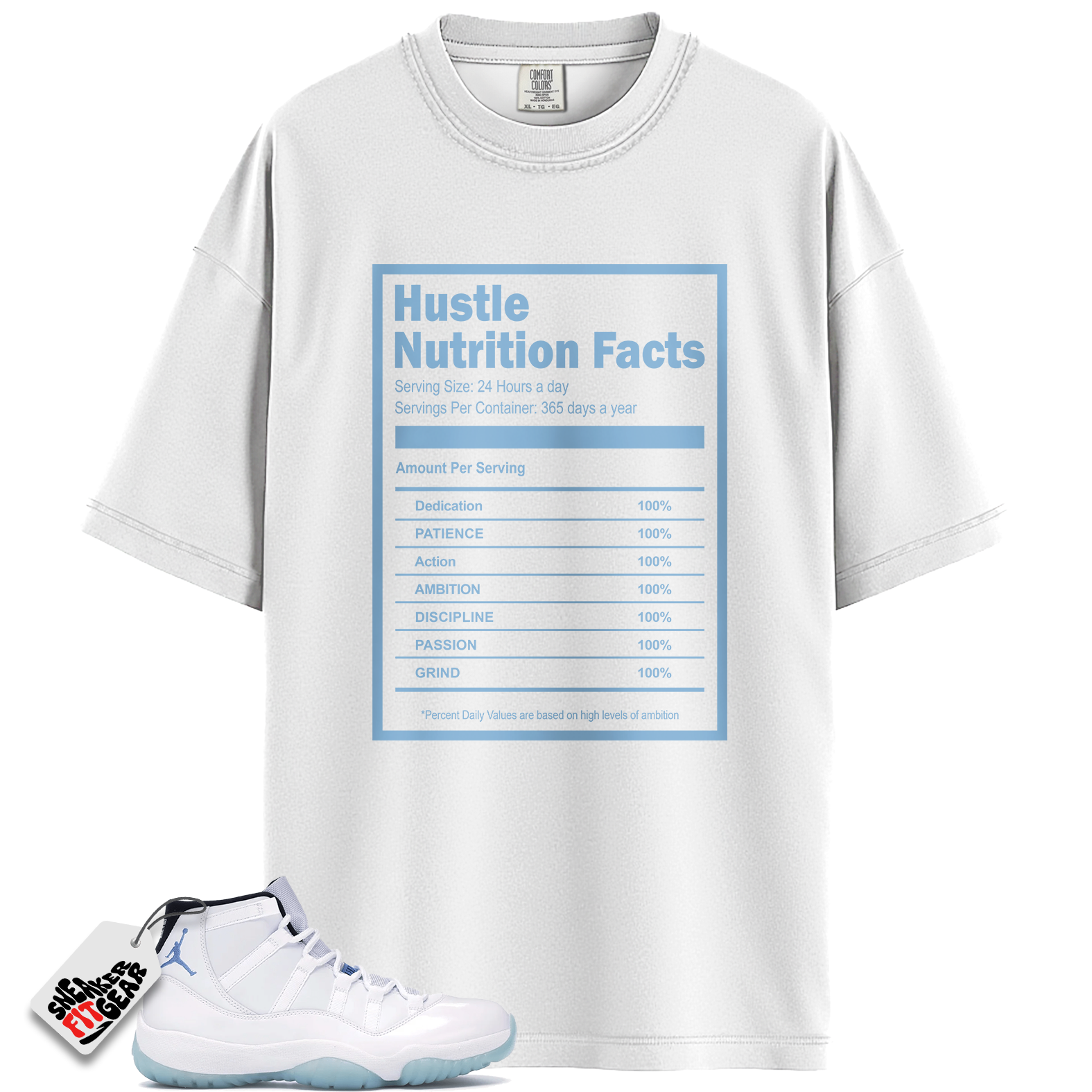 Jordan 11 Retro Legend Blue (2024) Match Shirts, Hustle Facts: Motivational Graphic Shirt To Match Jordan 11 Retro Legend Blue (2024)