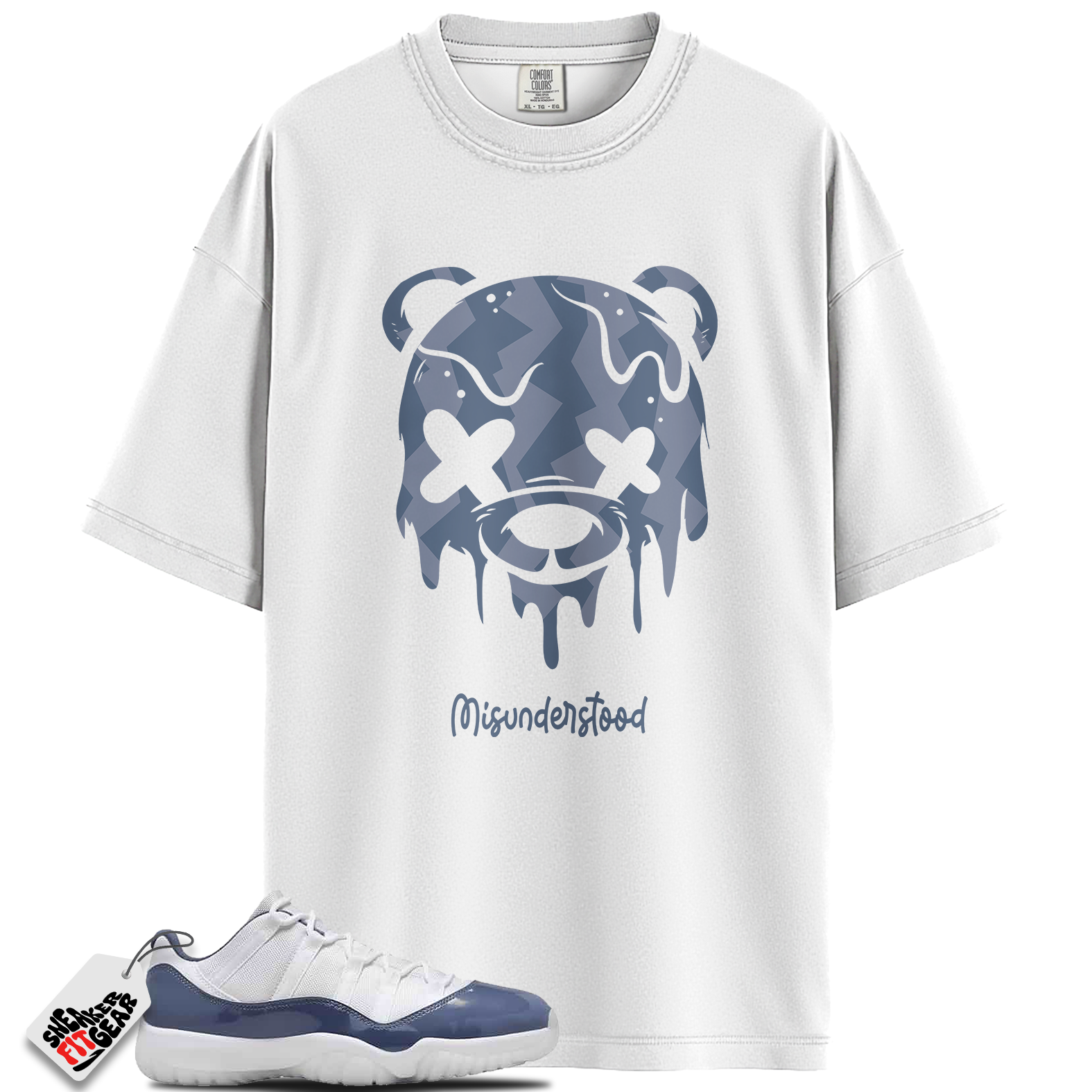 Jordan 11 Retro Low Diffused Blue Match Shirts, Drippy Bear Shirt To Match Jordan 11 Retro Low Diffused Blue