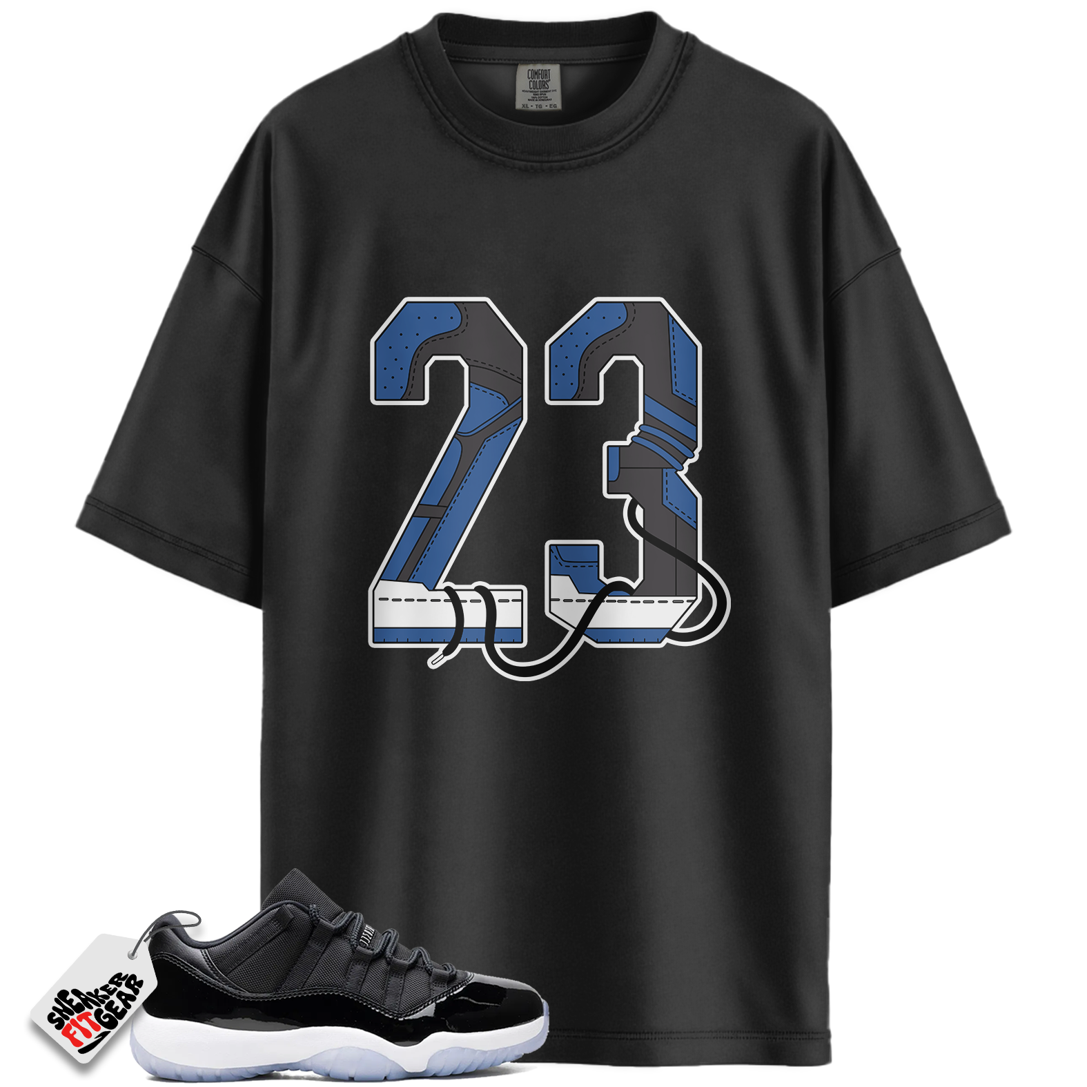 Jordan 11 Retro Low Space Jam Match Shirts, 23 Blue- Black Shirt To Match Jordan 11 Retro Low Space Jam Main image