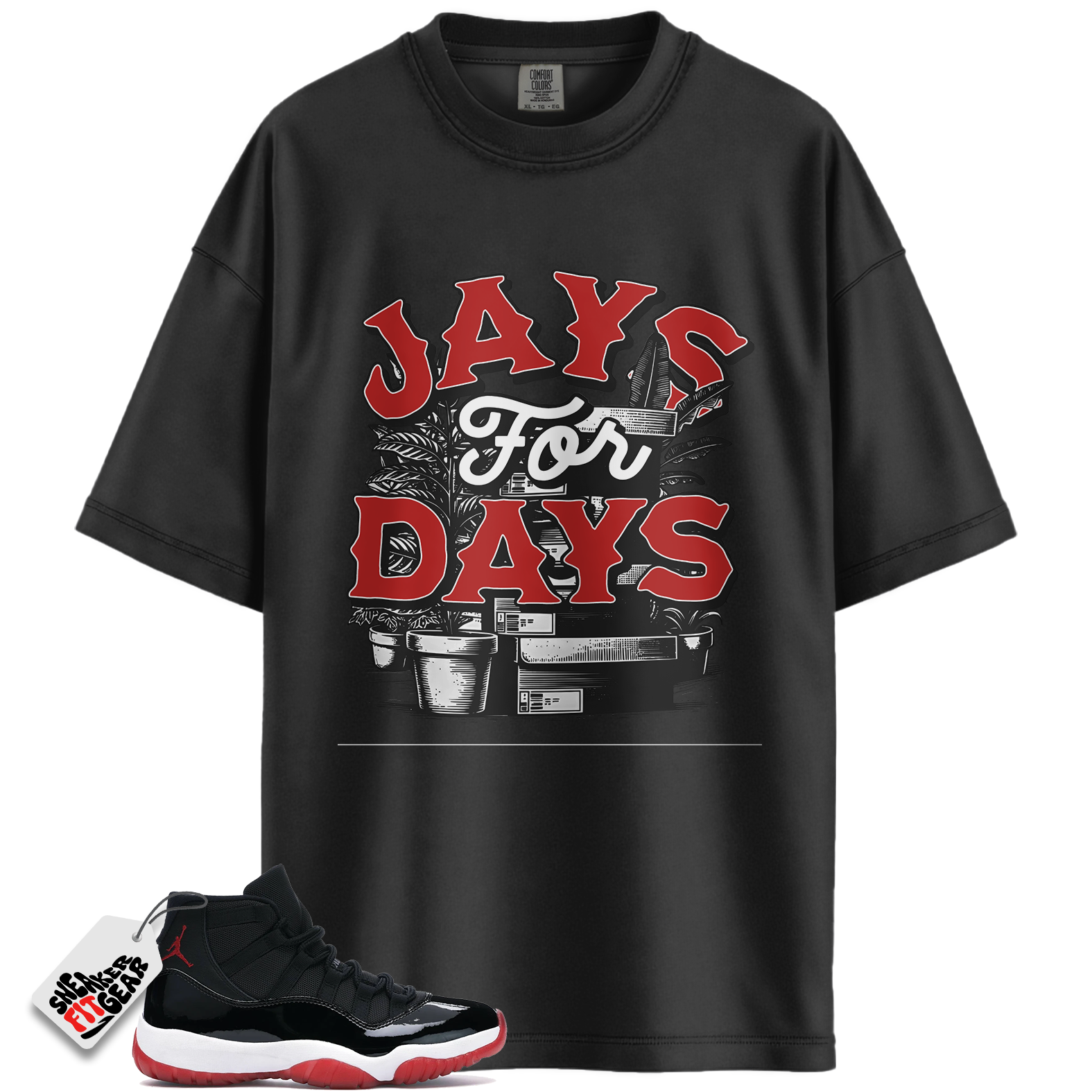 Jordan 11 Retro Bred Match Shirts, Stacked Sneaker Shirt To Match Jordan 11 Retro Bred Main image