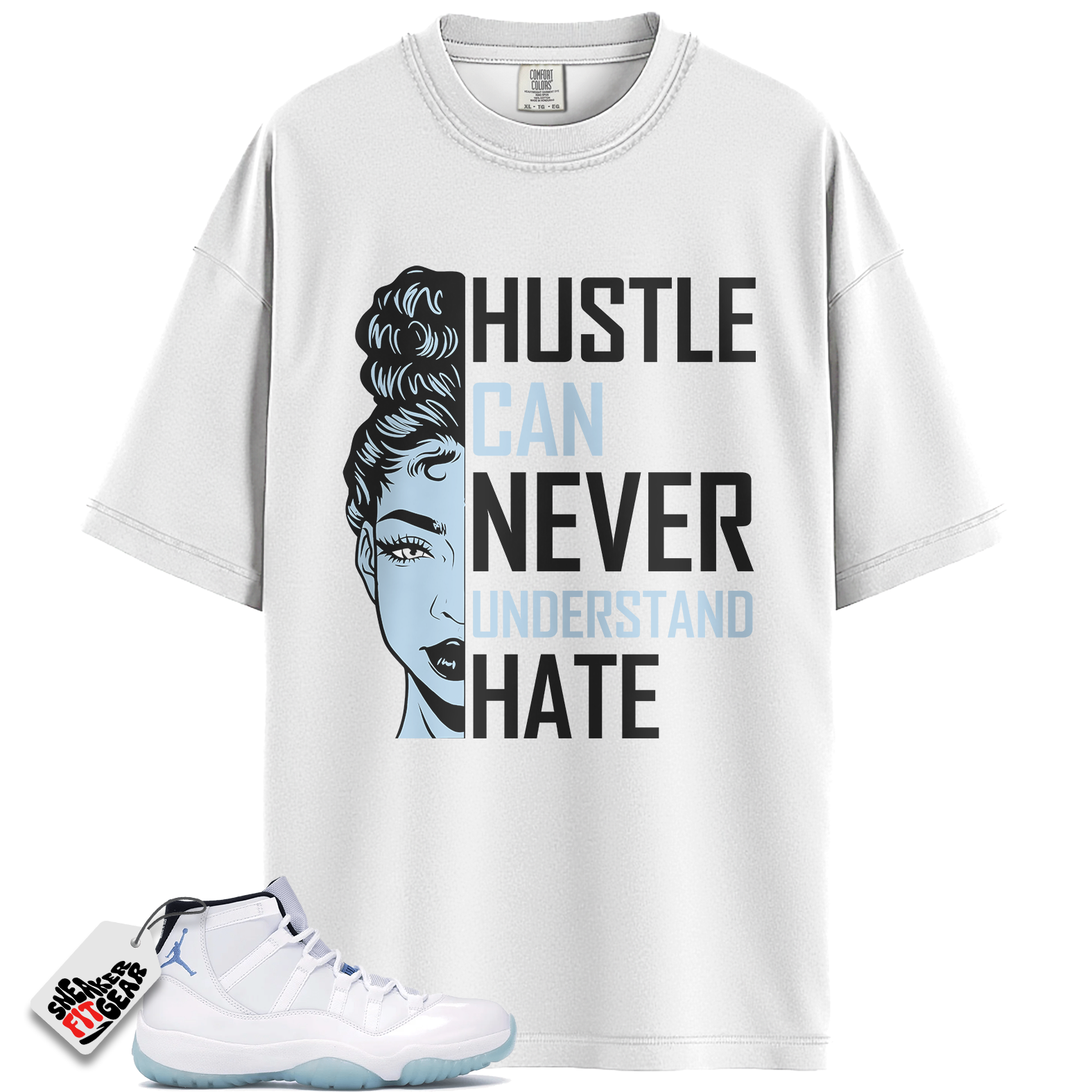 Jordan 11 Retro Legend Blue (2024) Match Shirts, HUSTLE Shirt To Match Jordan 11 Retro Legend Blue (2024)