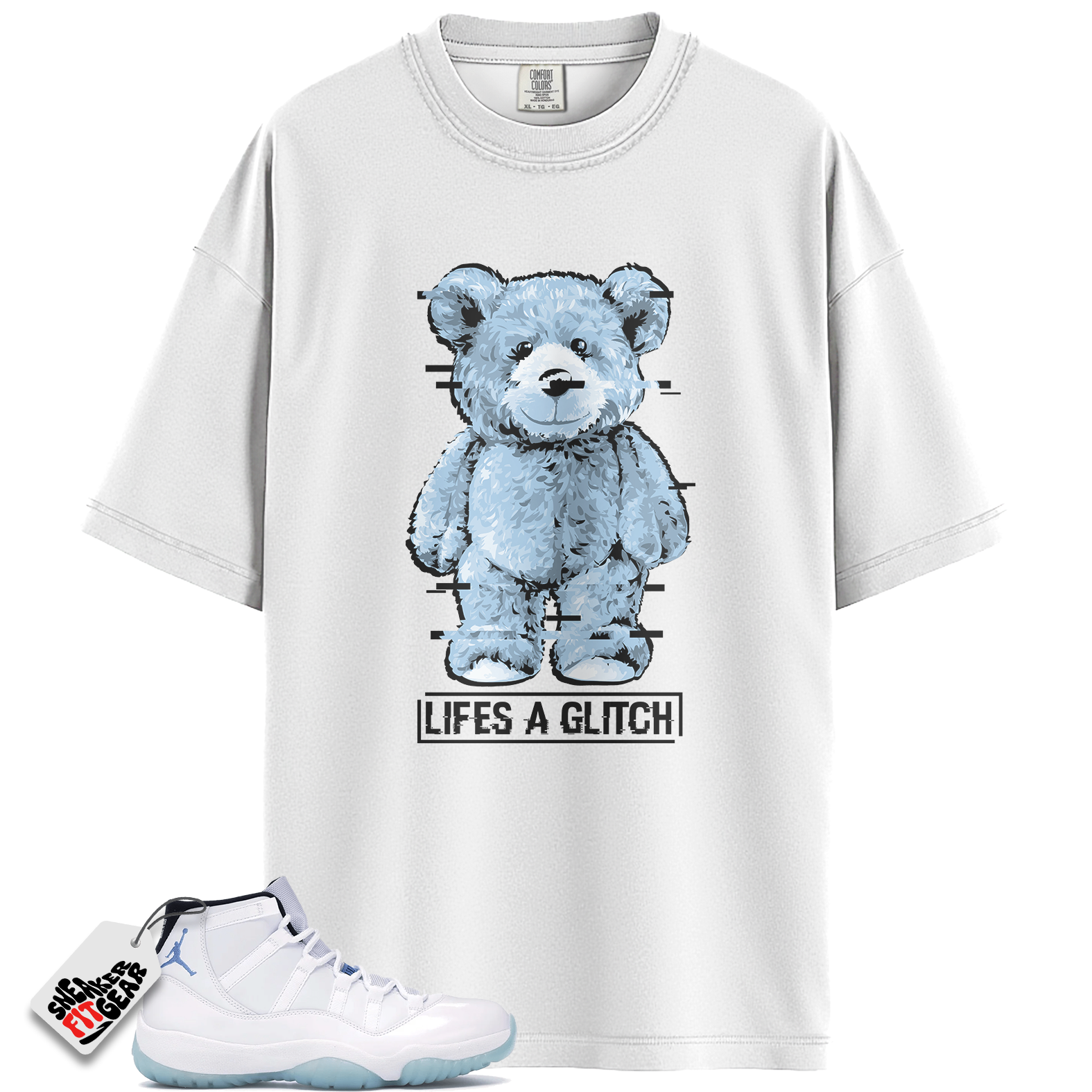 Jordan 11 Retro Legend Blue (2024) Match Shirts, GLITCH Shirt To Match Jordan 11 Retro Legend Blue (2024)