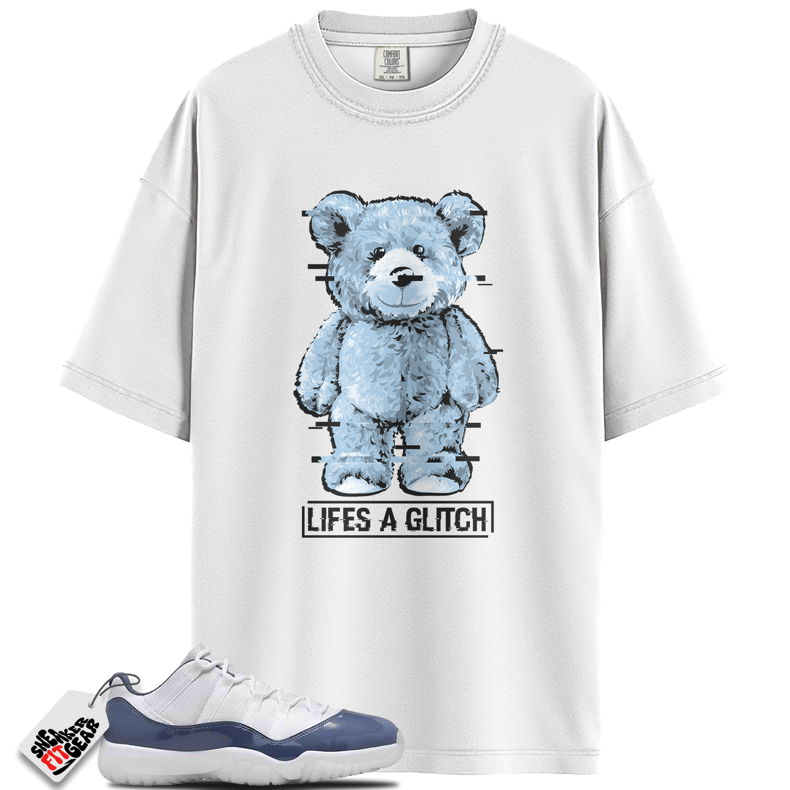 Jordan 11 Retro Low Diffused Blue Match Shirts, GLITCH Shirt To Match Jordan 11 Retro Low Diffused Blue