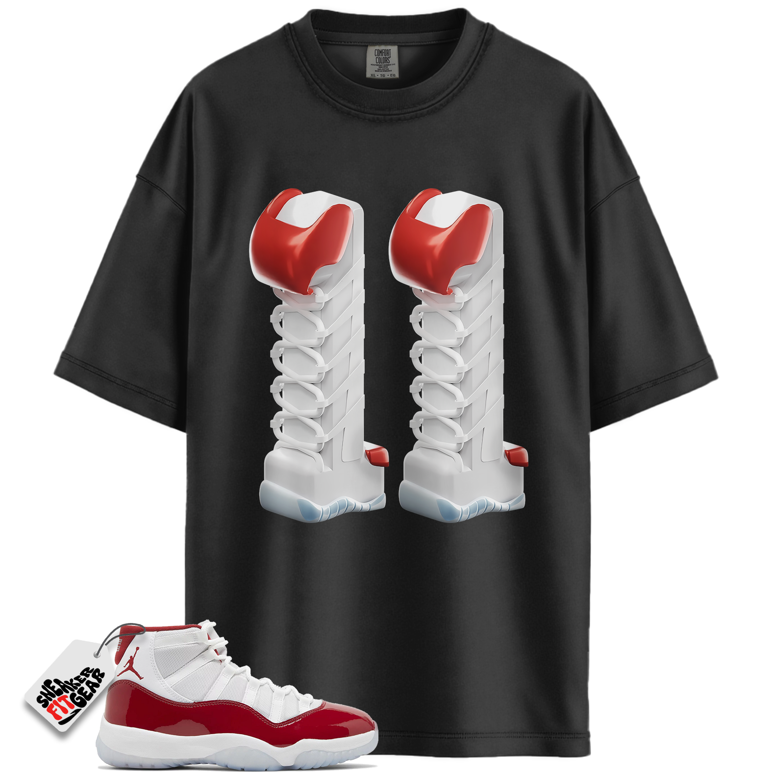 Jordan 11 Retro Cherry Match Shirts, 3D Number 11 Unisex Shirt To Match Jordan 11 Retro Cherry Main image
