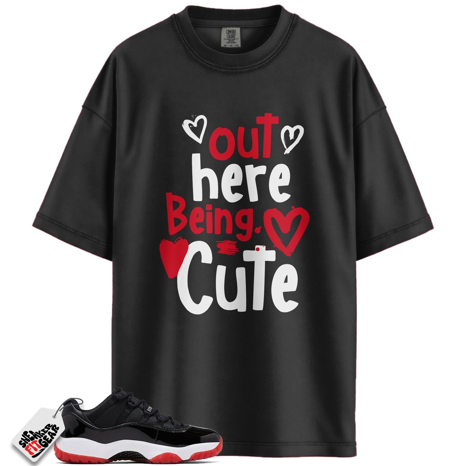 Jordan 11 Retro Low Bred (2025) Match Shirts, Out Here Being Cute Shirt To Match Jordan 11 Retro Low Bred (2025)