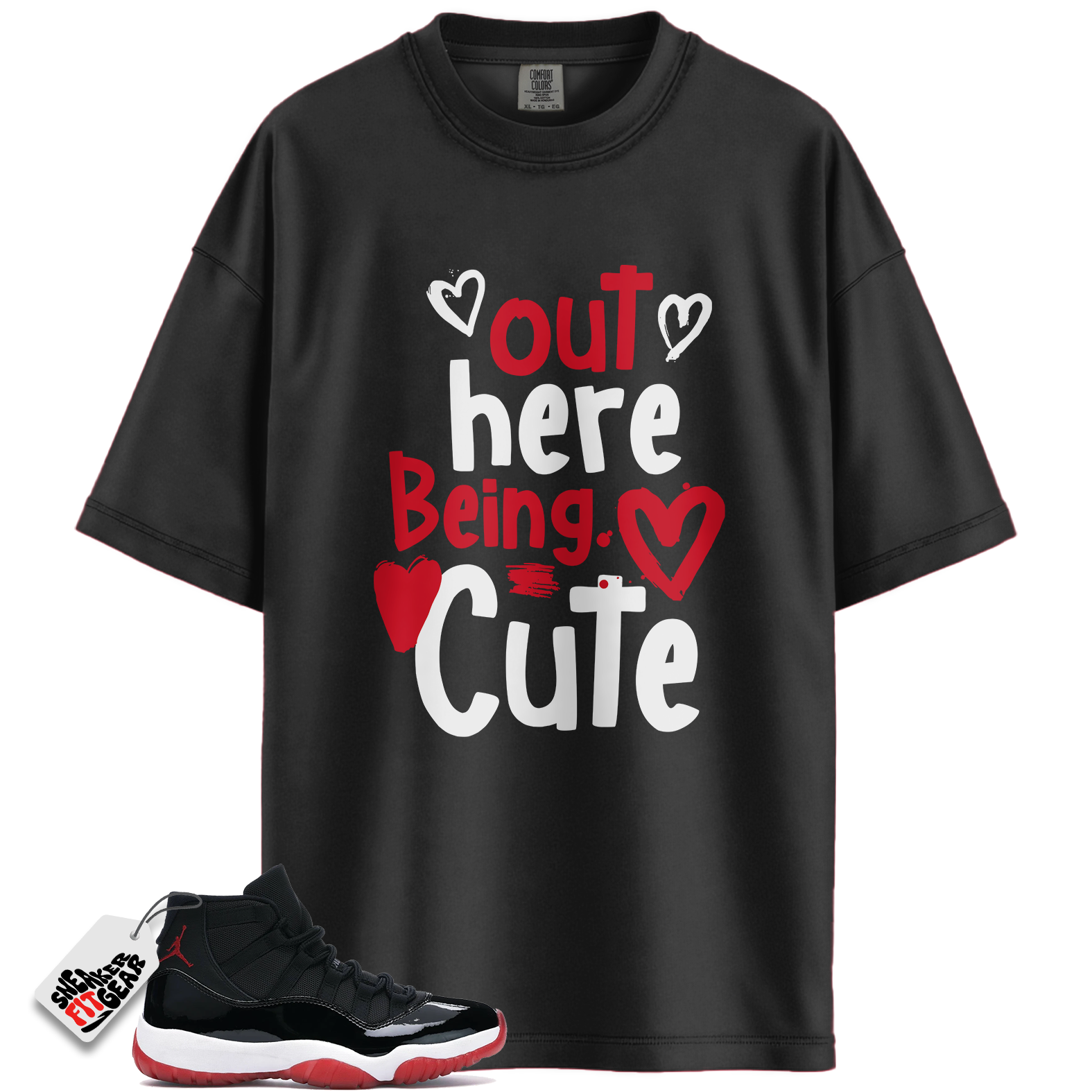 Jordan 11 Retro Bred Match Shirts, Out Here Being Cute Shirt To Match Jordan 11 Retro Bred Main image