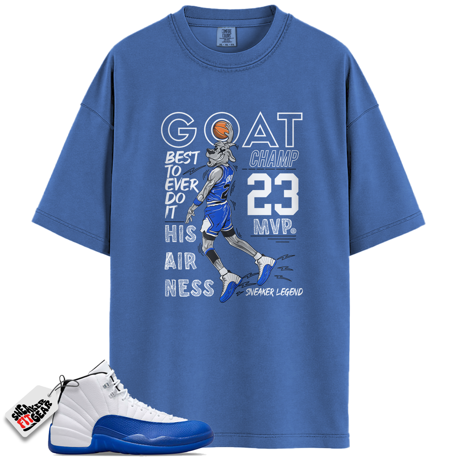 Jordan 12 Retro Blueberry Outfits Match Shirts, MVP Goat Sneaker Tee To Match Jordan 12 Retro Blueberry Outfits
