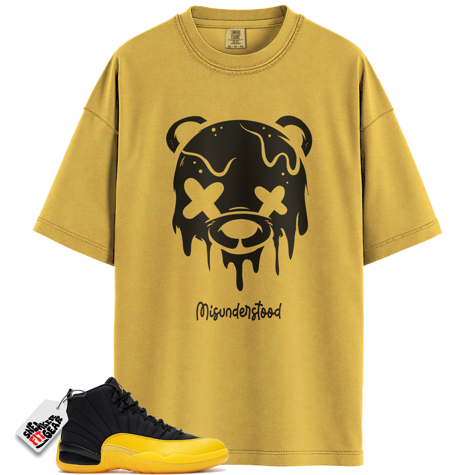 Jordan 12 Retro Black University Gold Match Shirts, Drippy Bear Graphic To Match Jordan 12 Retro Black University Gold